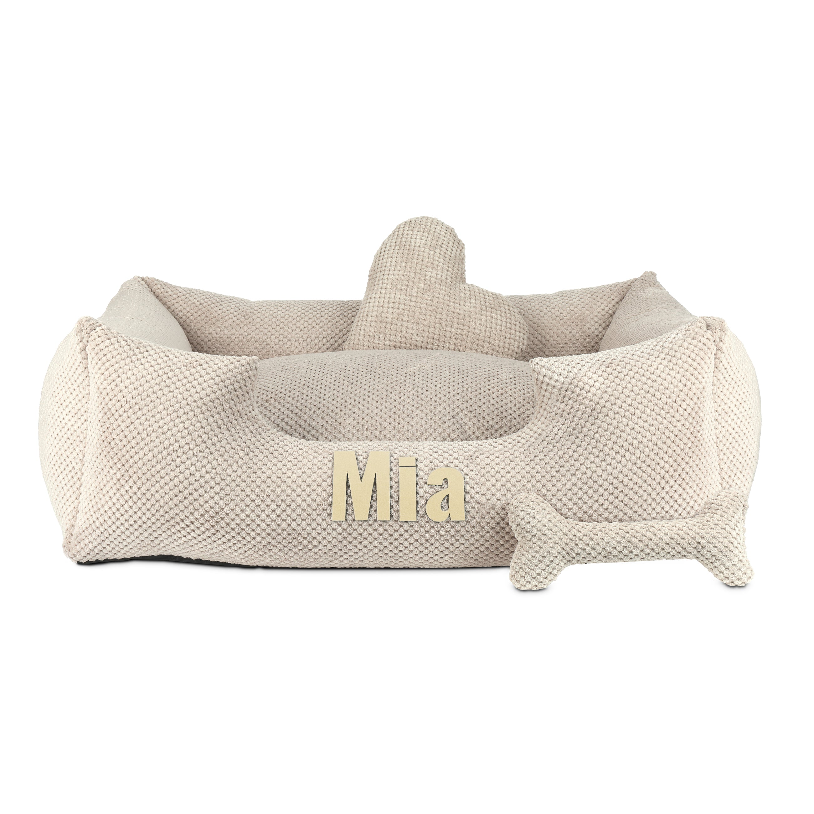 Platinum beige - beige dog bed with name