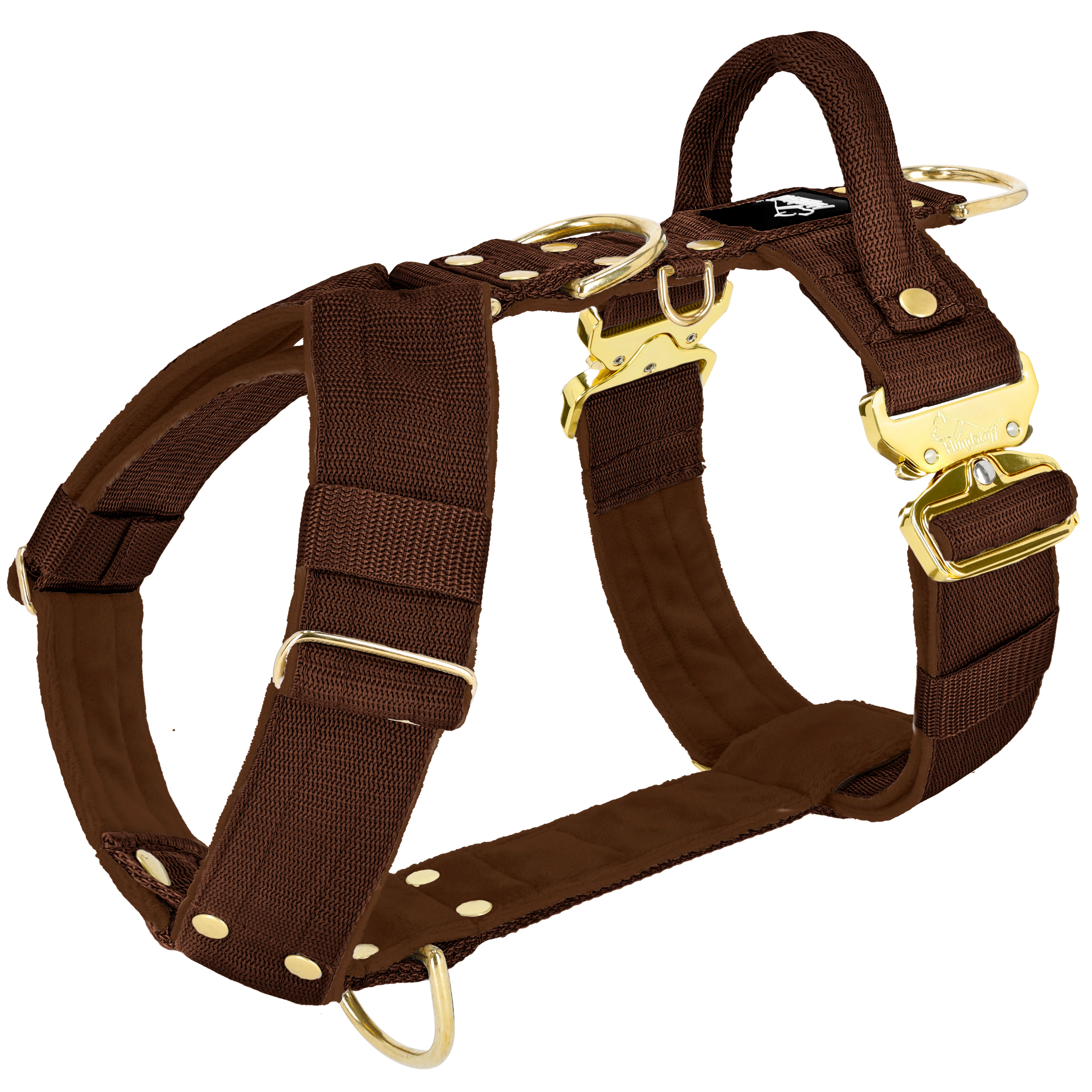 Easy Walk Extreme Gold Buckle Dark Brown - Harness with quick release buckle