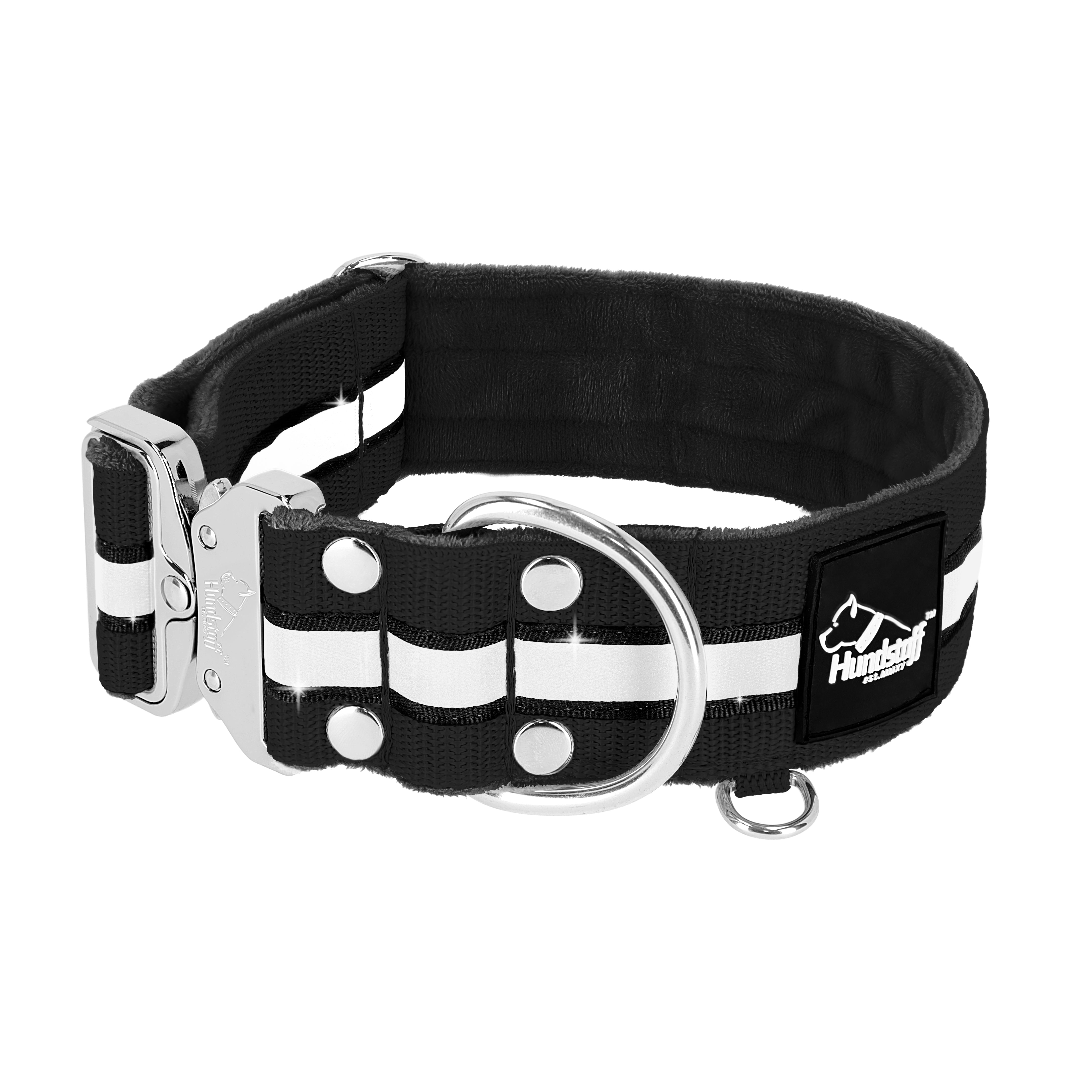 Extreme Silver Buckle Safe Black - Safe reflective collar