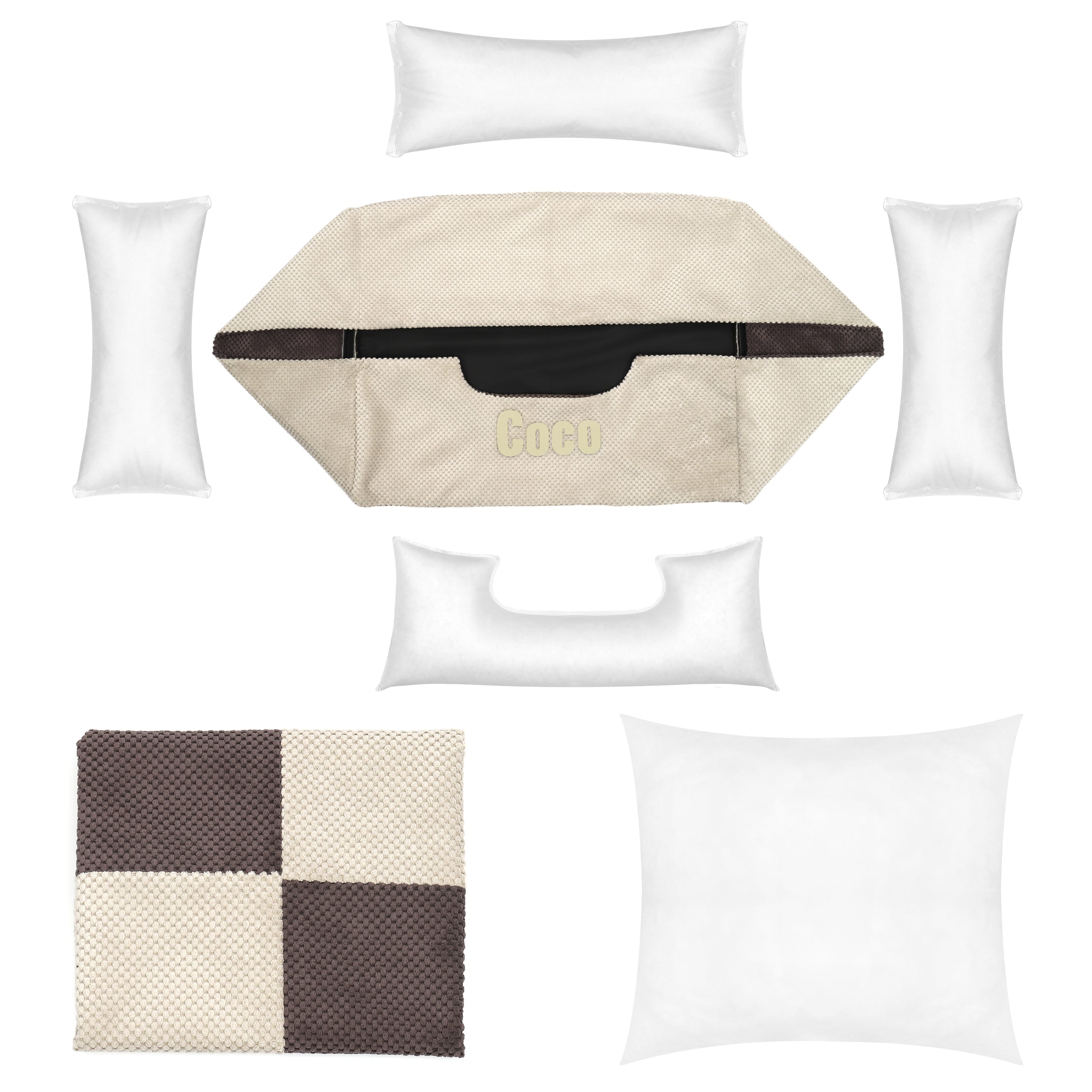 Platinum beige & brown - beige & brown dog bed with name
