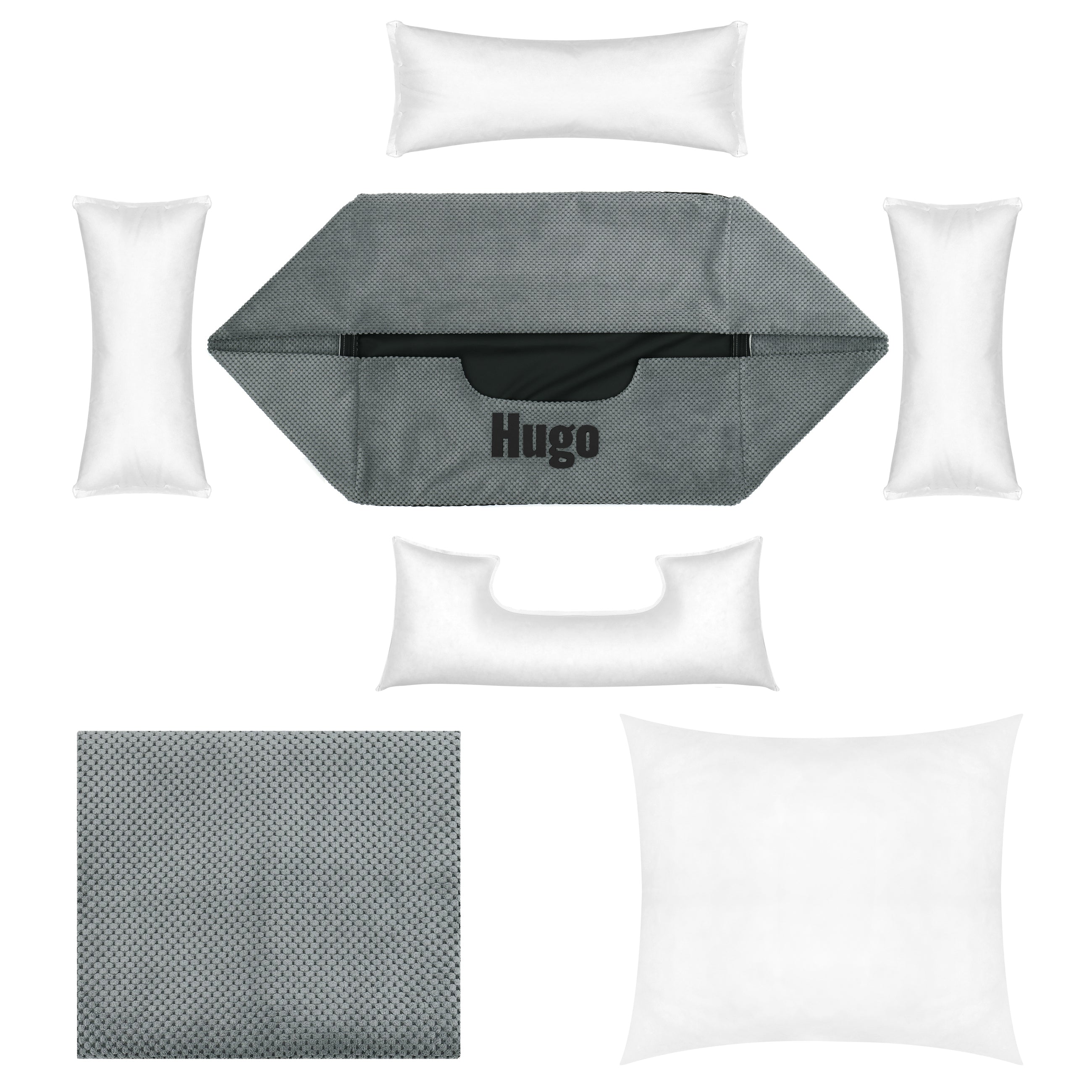 Platinum grey - grey dog bed with name