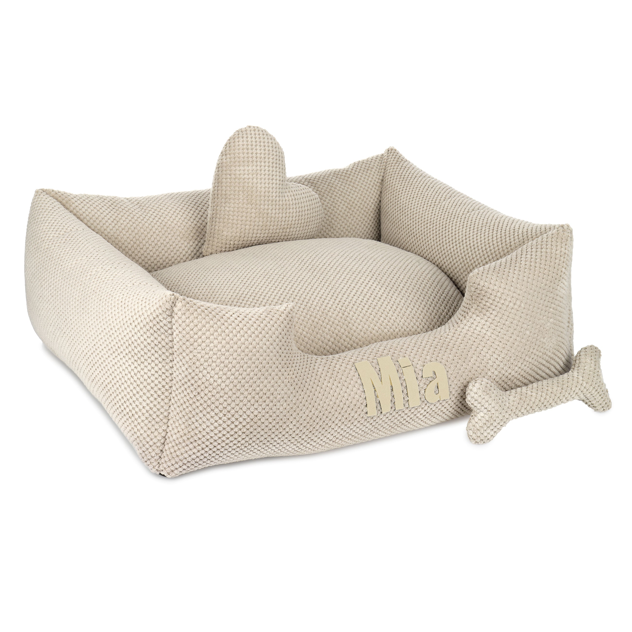 Platinum beige - beige dog bed with name