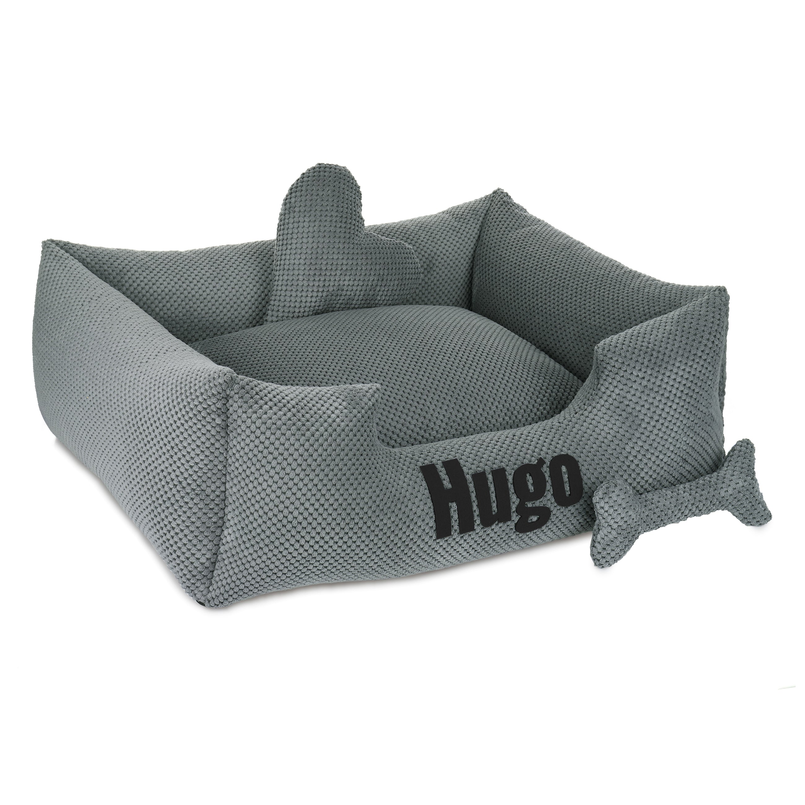 Platinum grey - grey dog bed with name