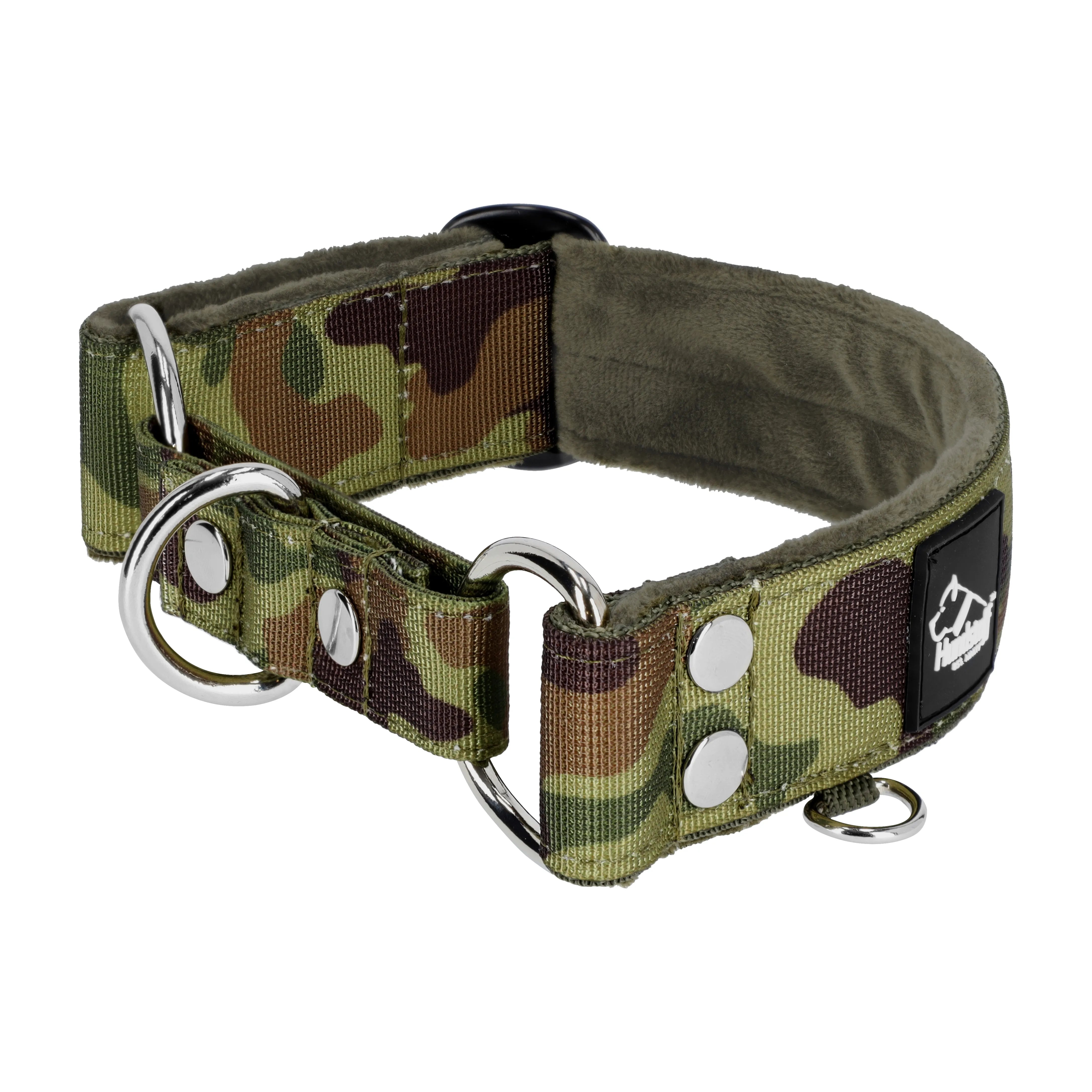 Martingale Camo Green - Wide lined dog collar half choke