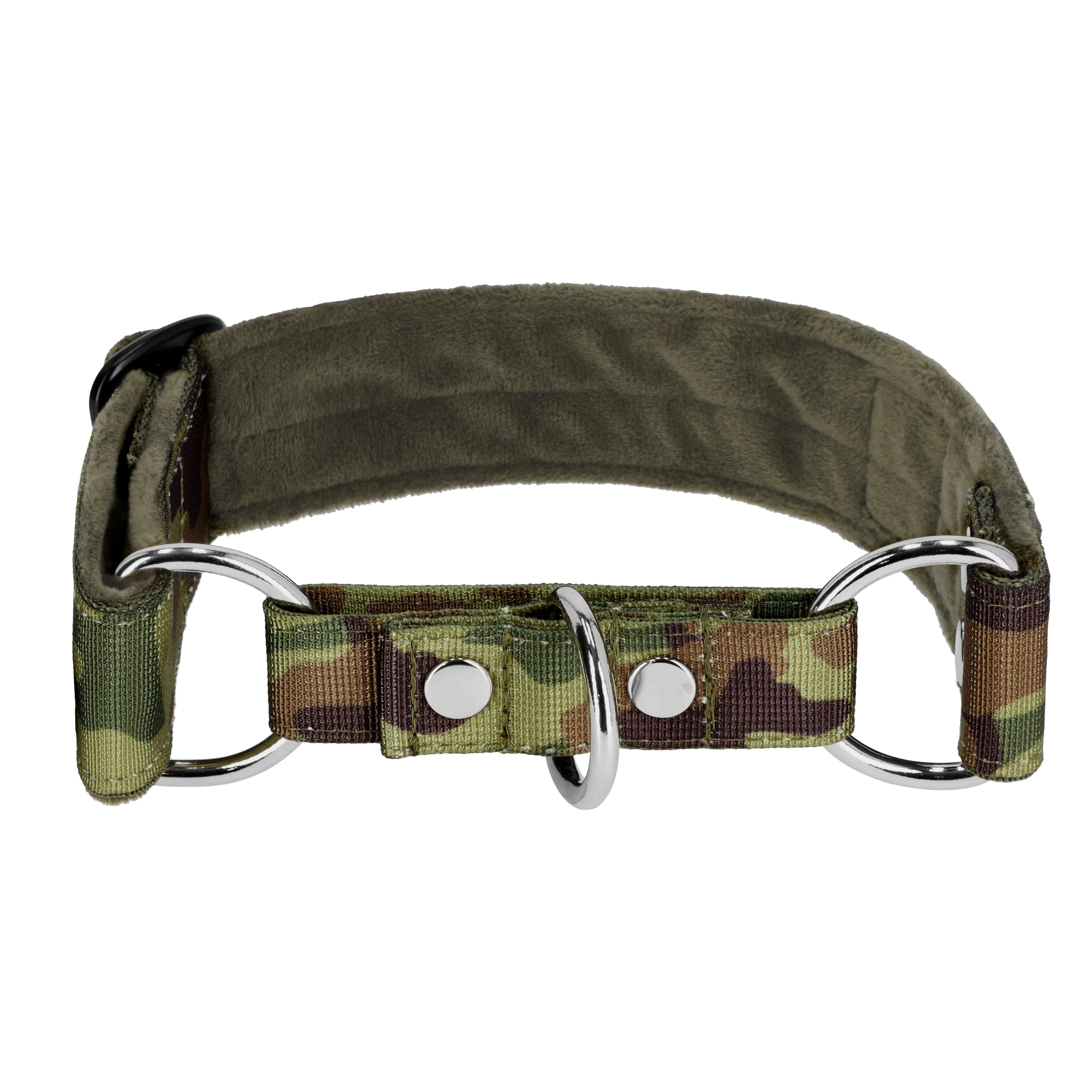 Martingale Camo Green - Wide lined dog collar half choke