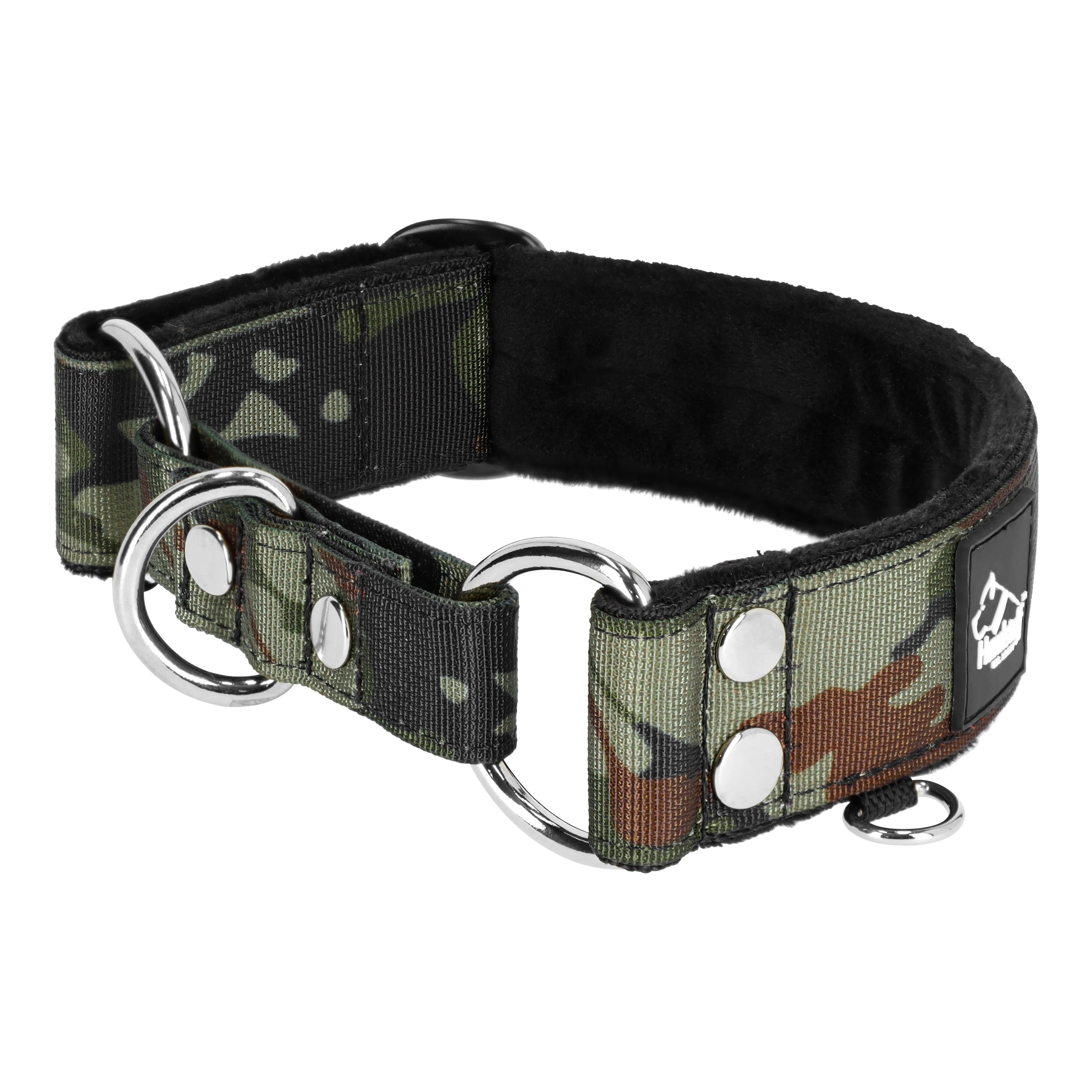Martingale Camo Black - Wide lined dog collar half choke