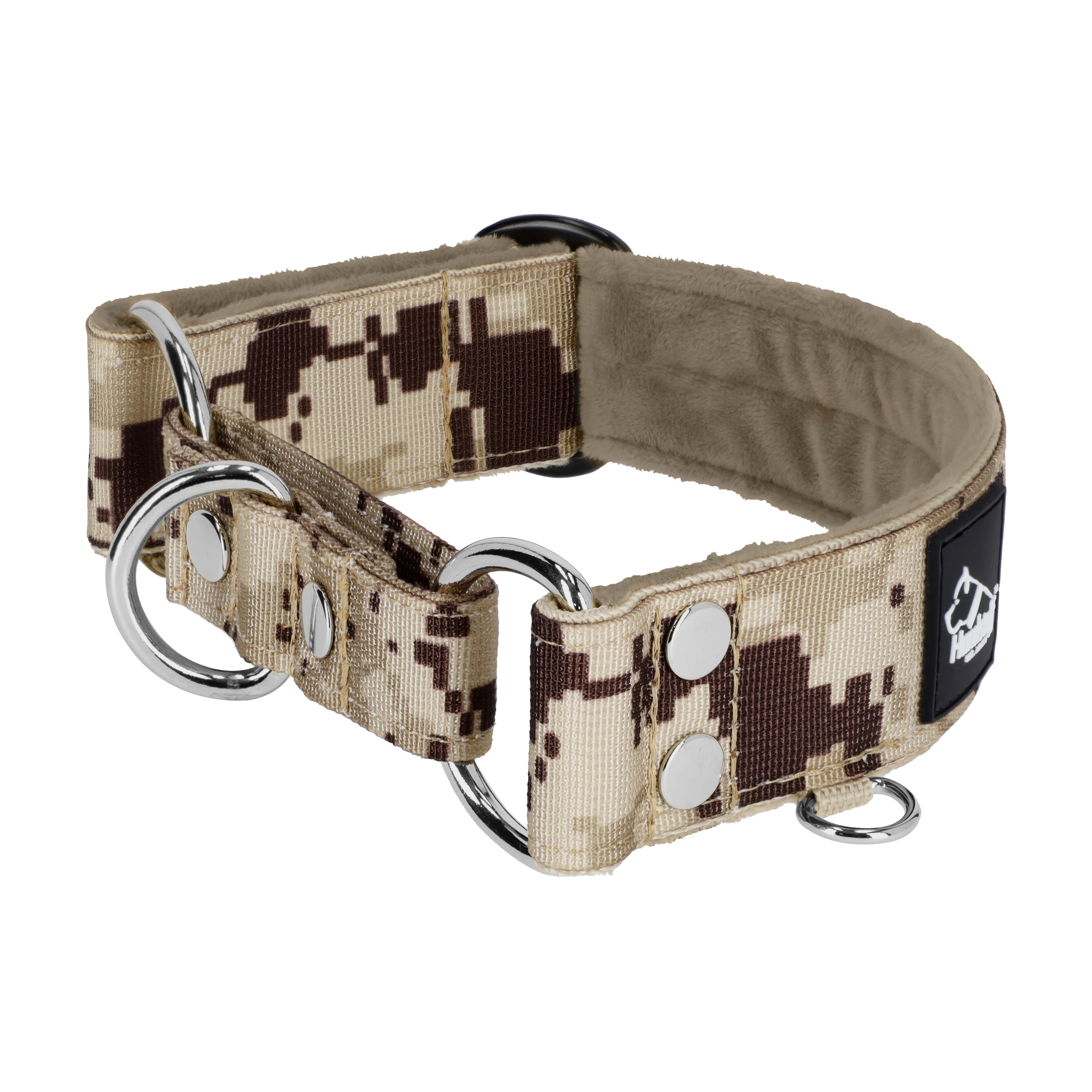 Martingale Camo Beige - Wide lined dog collar half choke