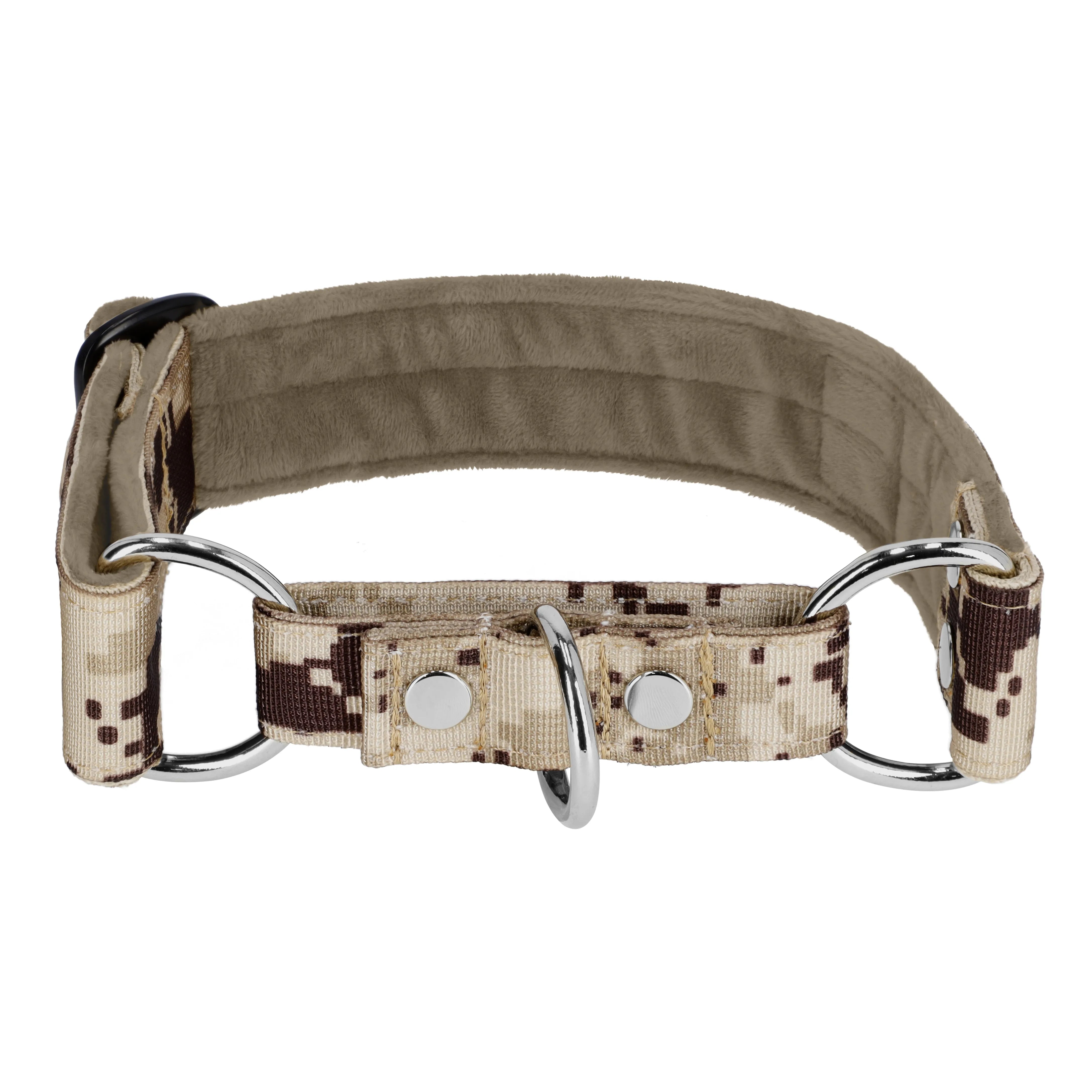 Martingale Camo Beige - Wide lined dog collar half choke