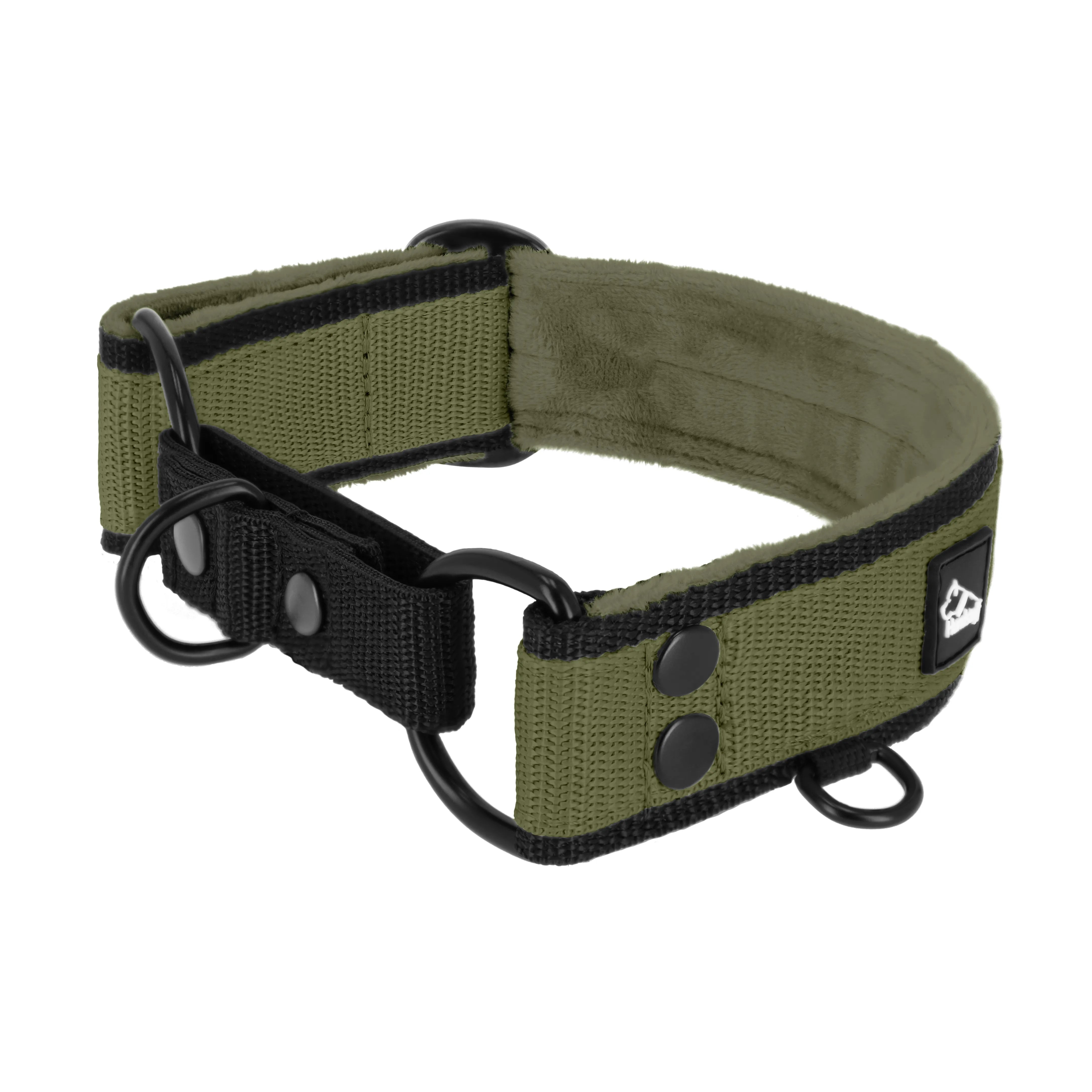 Martingale Black Edition Khaki - Wide lined half choke collar