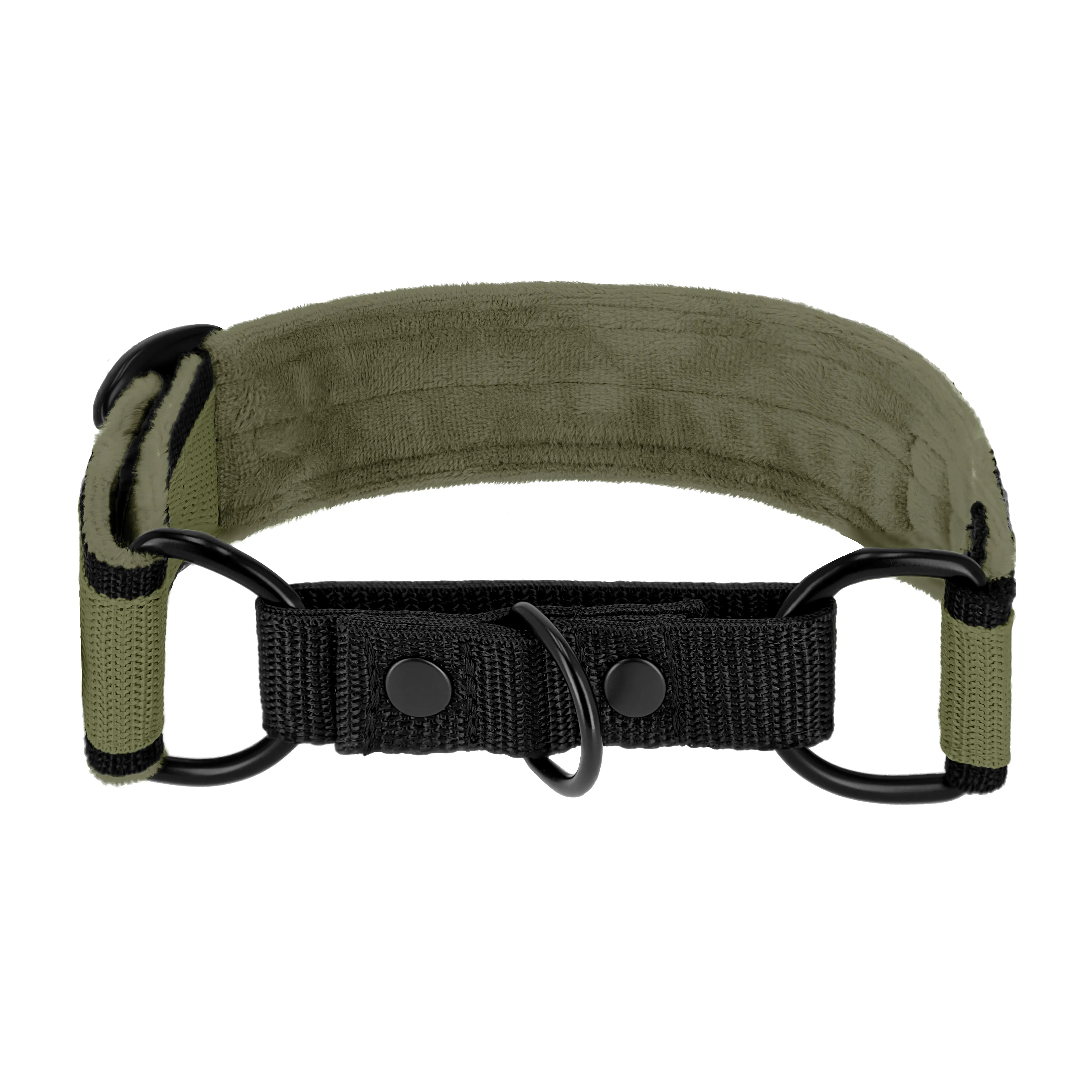 Martingale Black Edition Khaki - Wide lined half choke collar