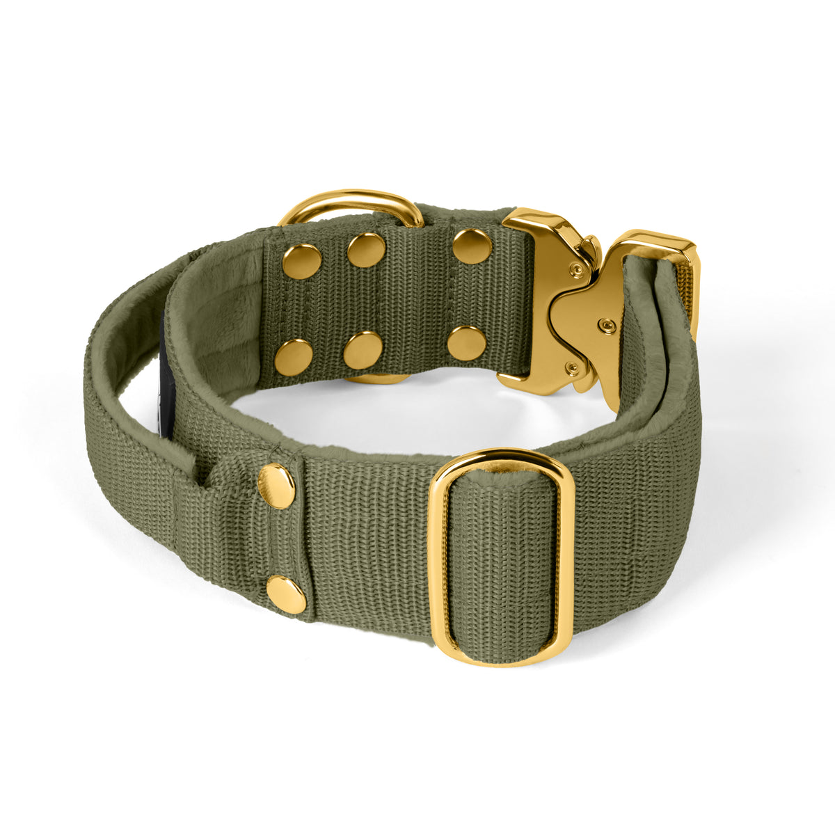 Extreme Gold Buckle Khaki - Strong and secure collar