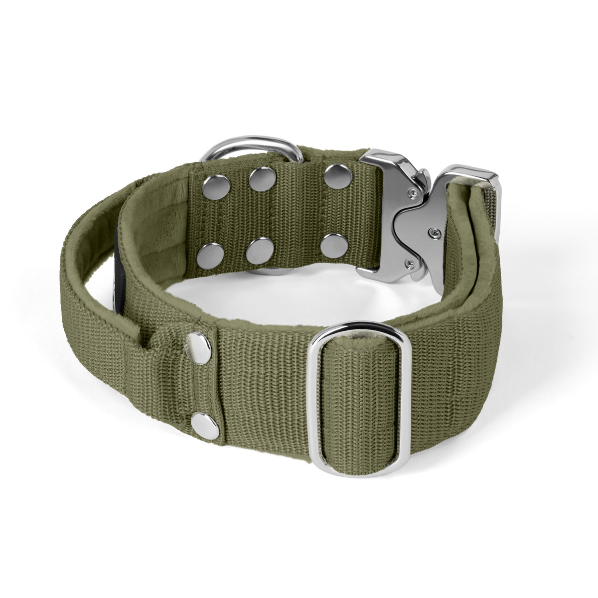 Extreme Silver Buckle Khaki - Strong and secure collar