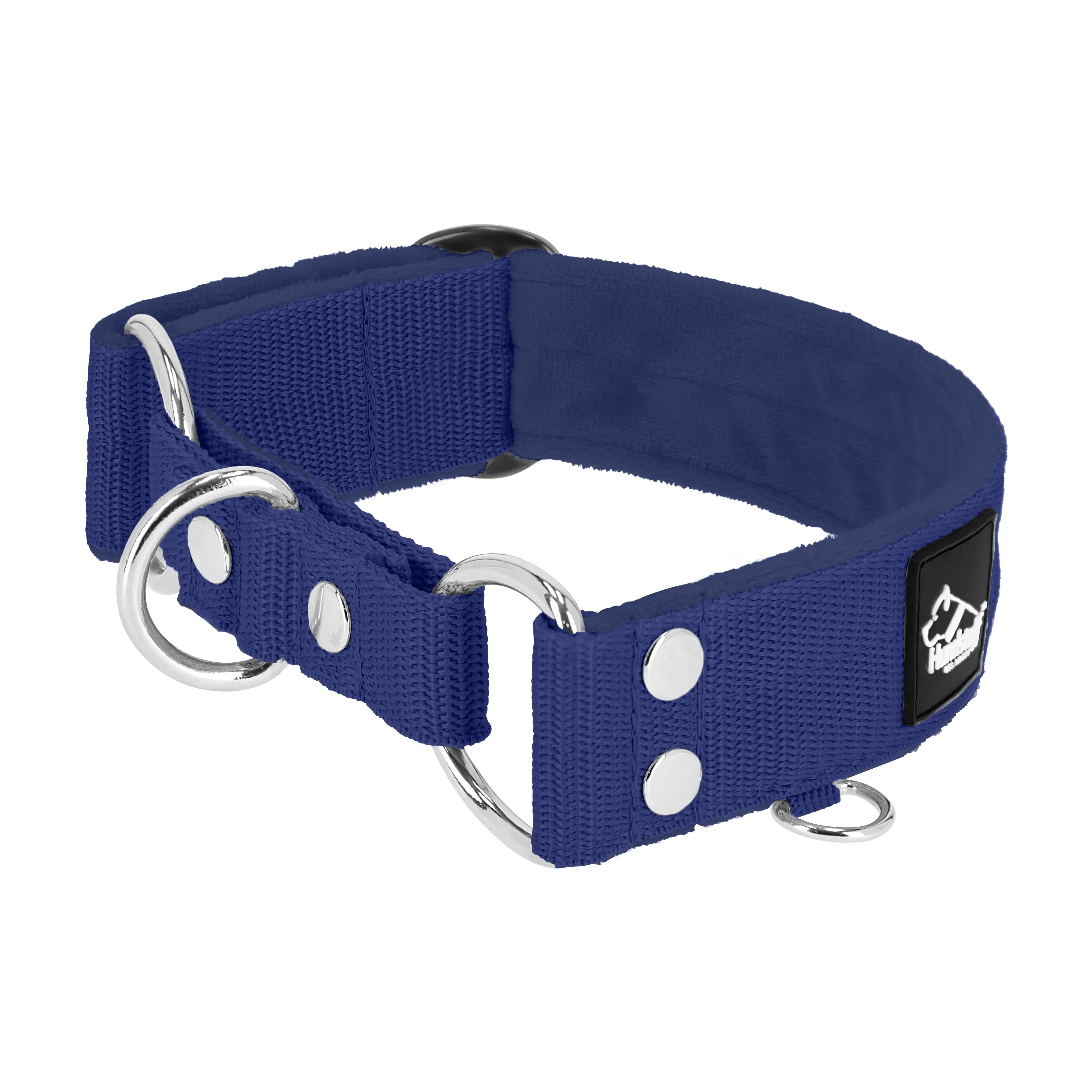 Martingale Navy Blue - Wide lined half choke collar