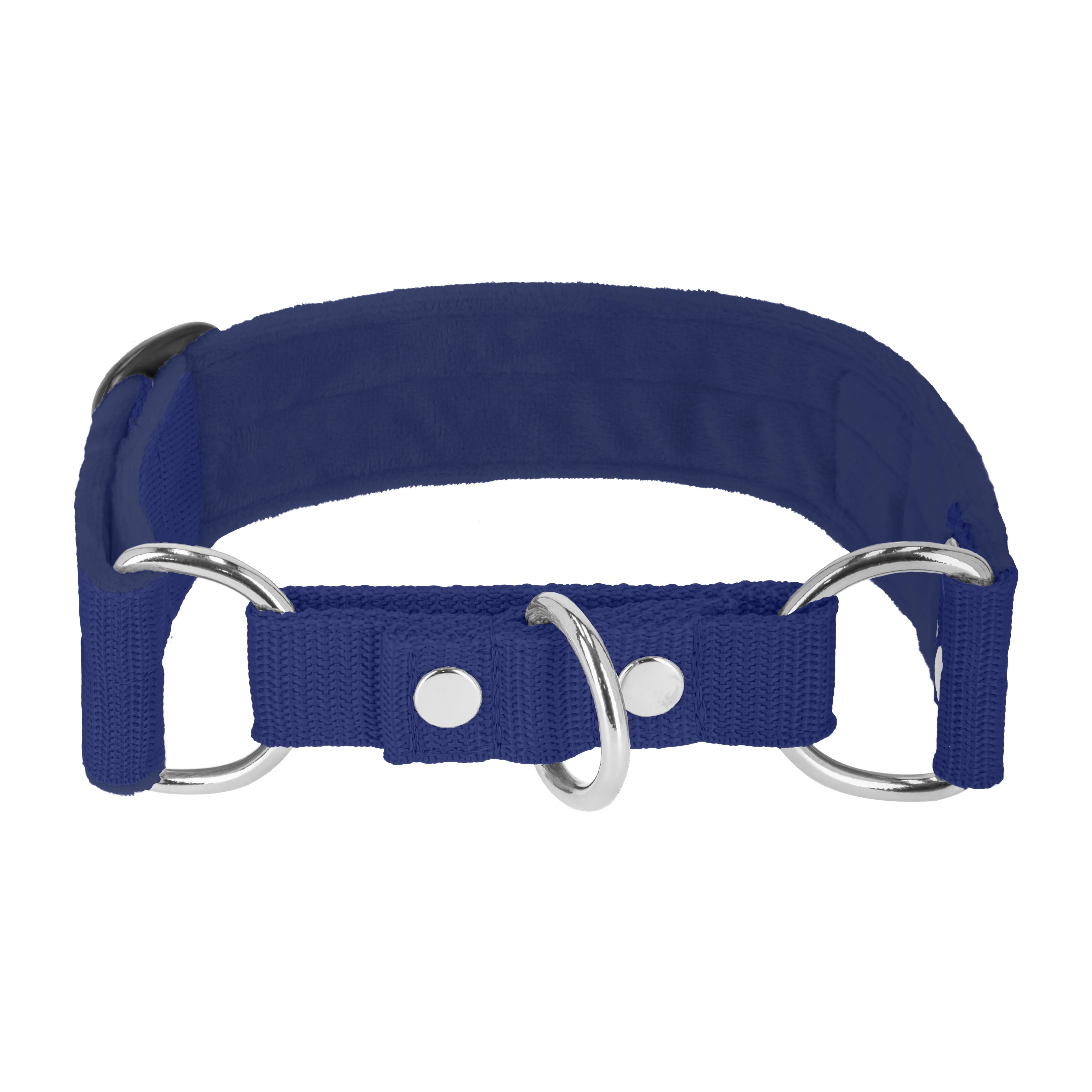Martingale Navy Blue - Wide lined half choke collar