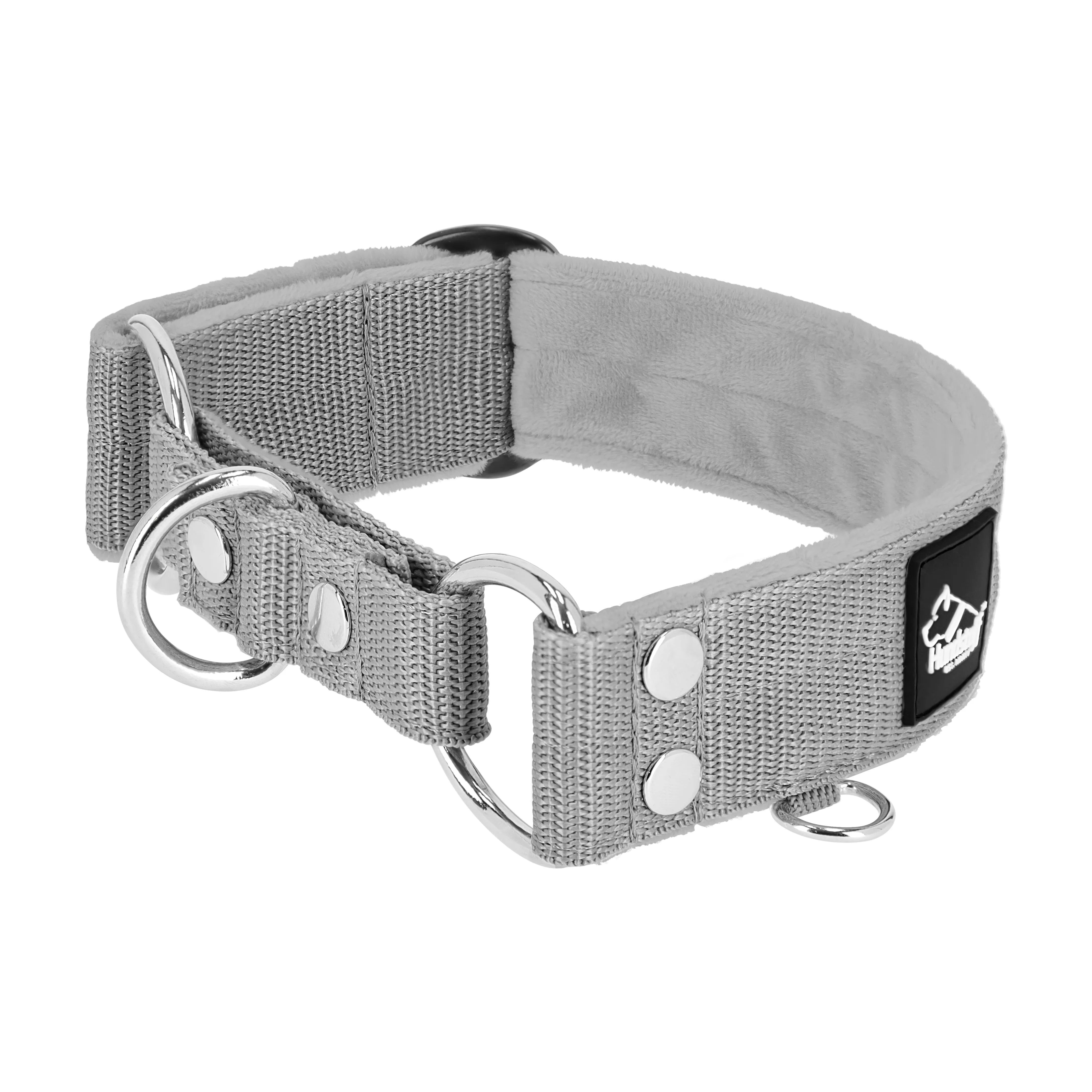 Martingale Grey - Wide lined half choke collar