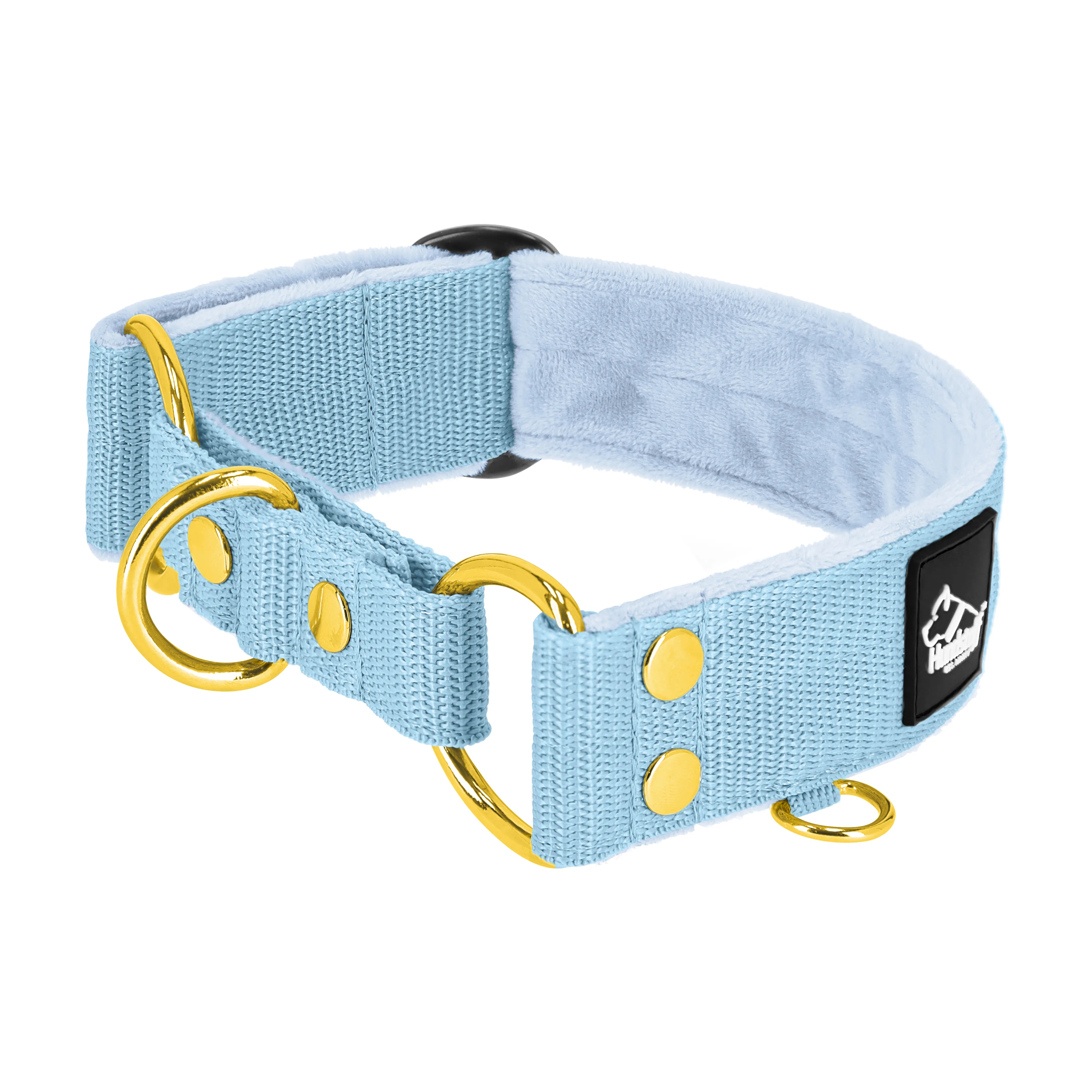 Martingale Golden Baby Blue - Wide lined collar half choke