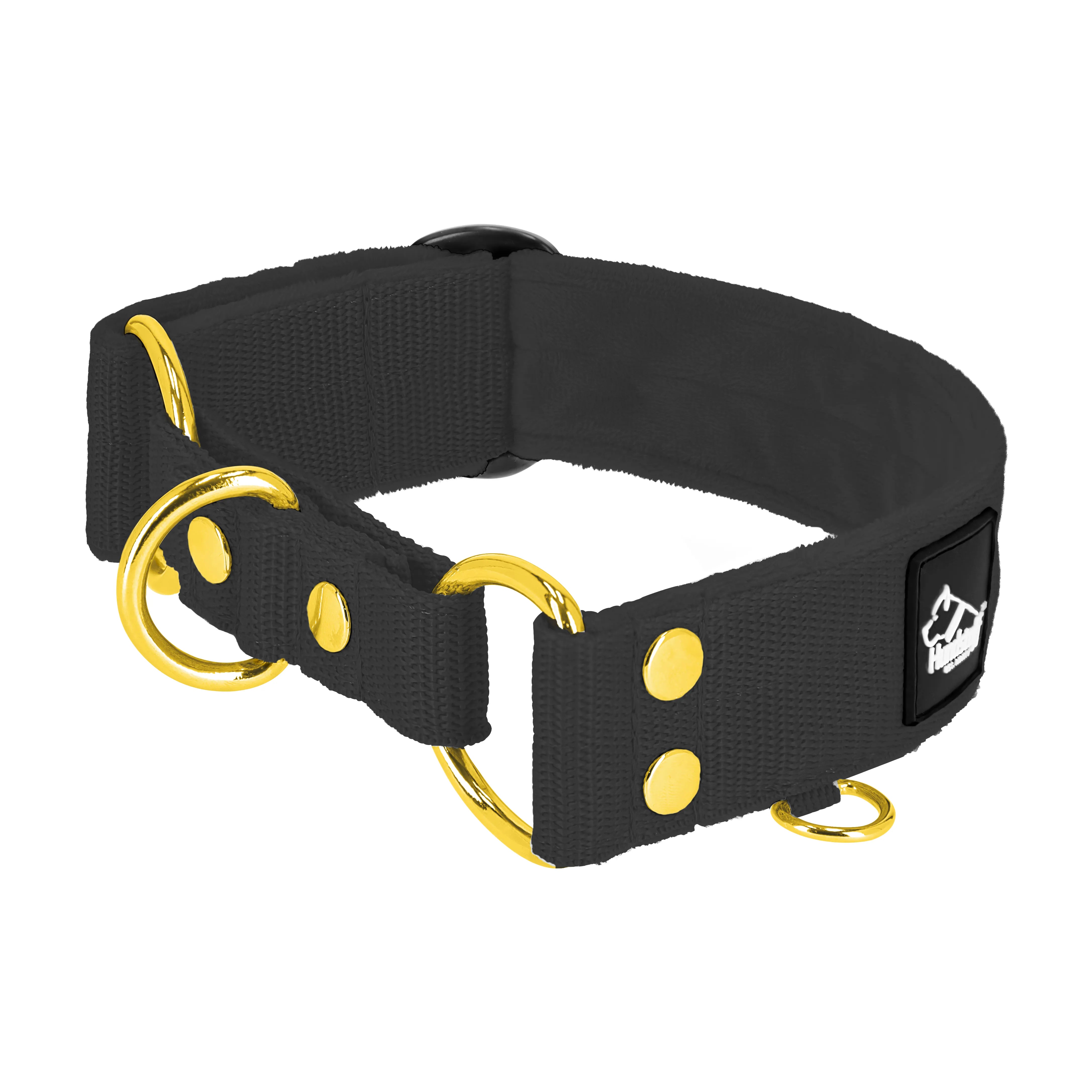 Martingale Golden Dark Grey - Wide lined collar half choke