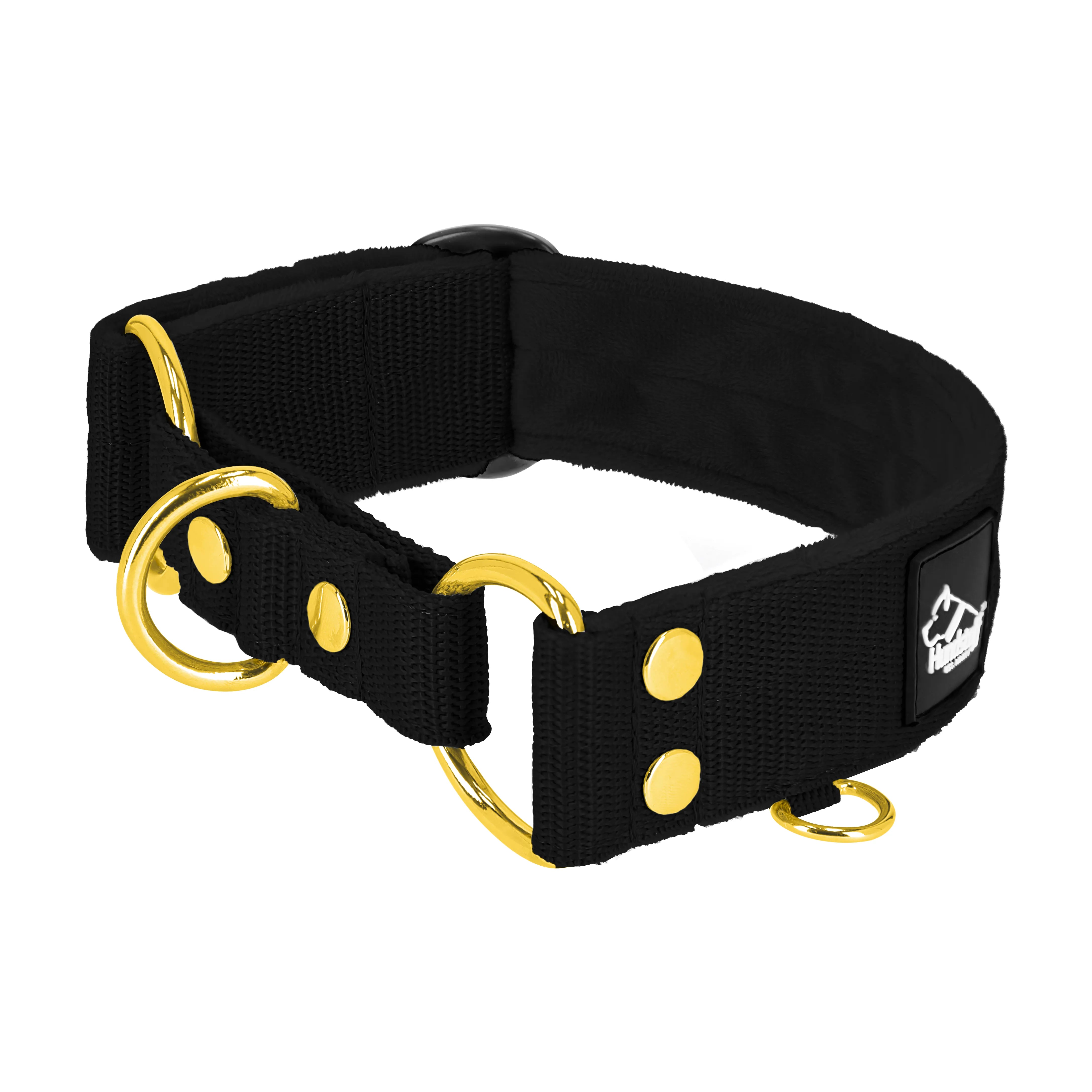Martingale Golden Black - Wide lined collar half choke