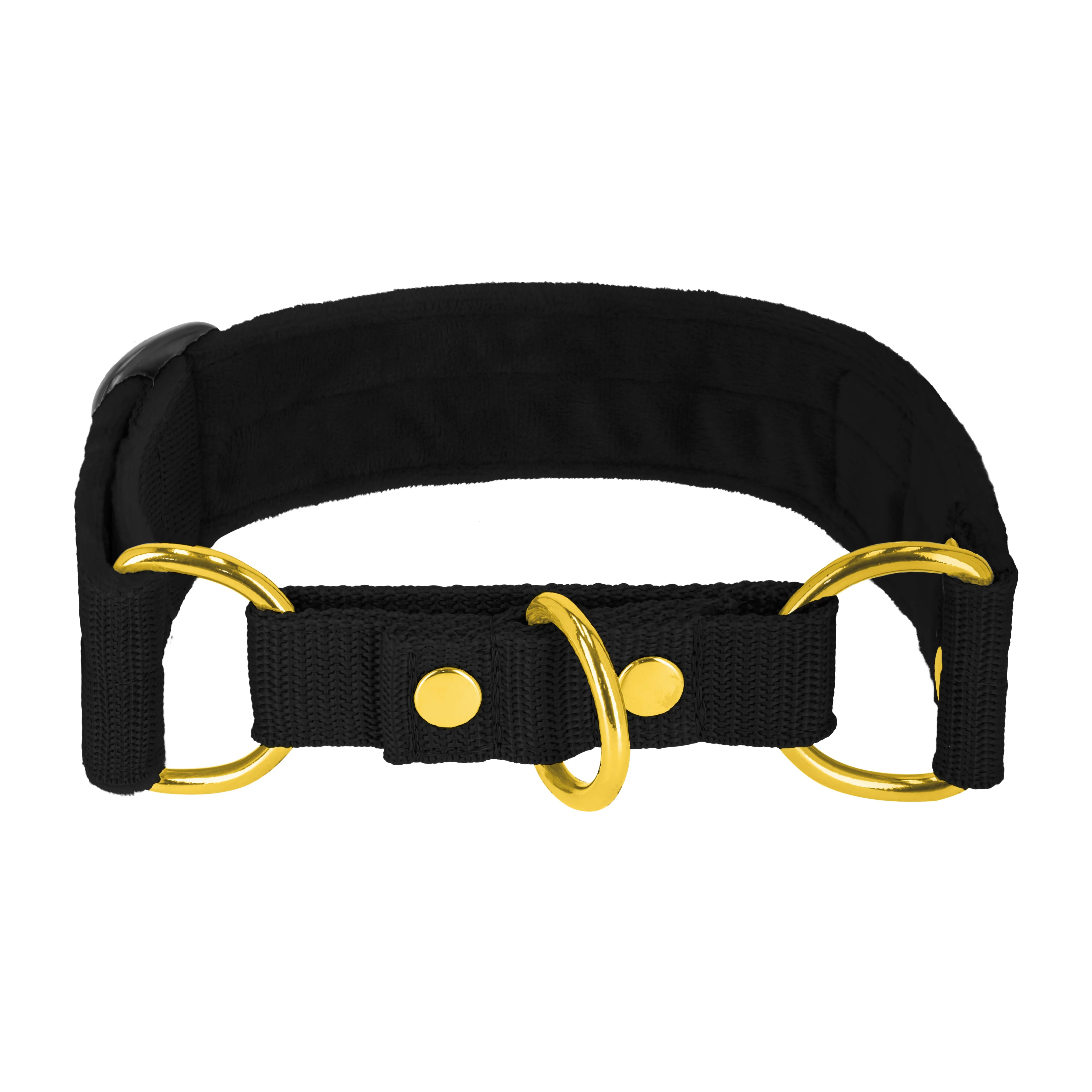 Martingale Golden Black - Wide lined collar half choke