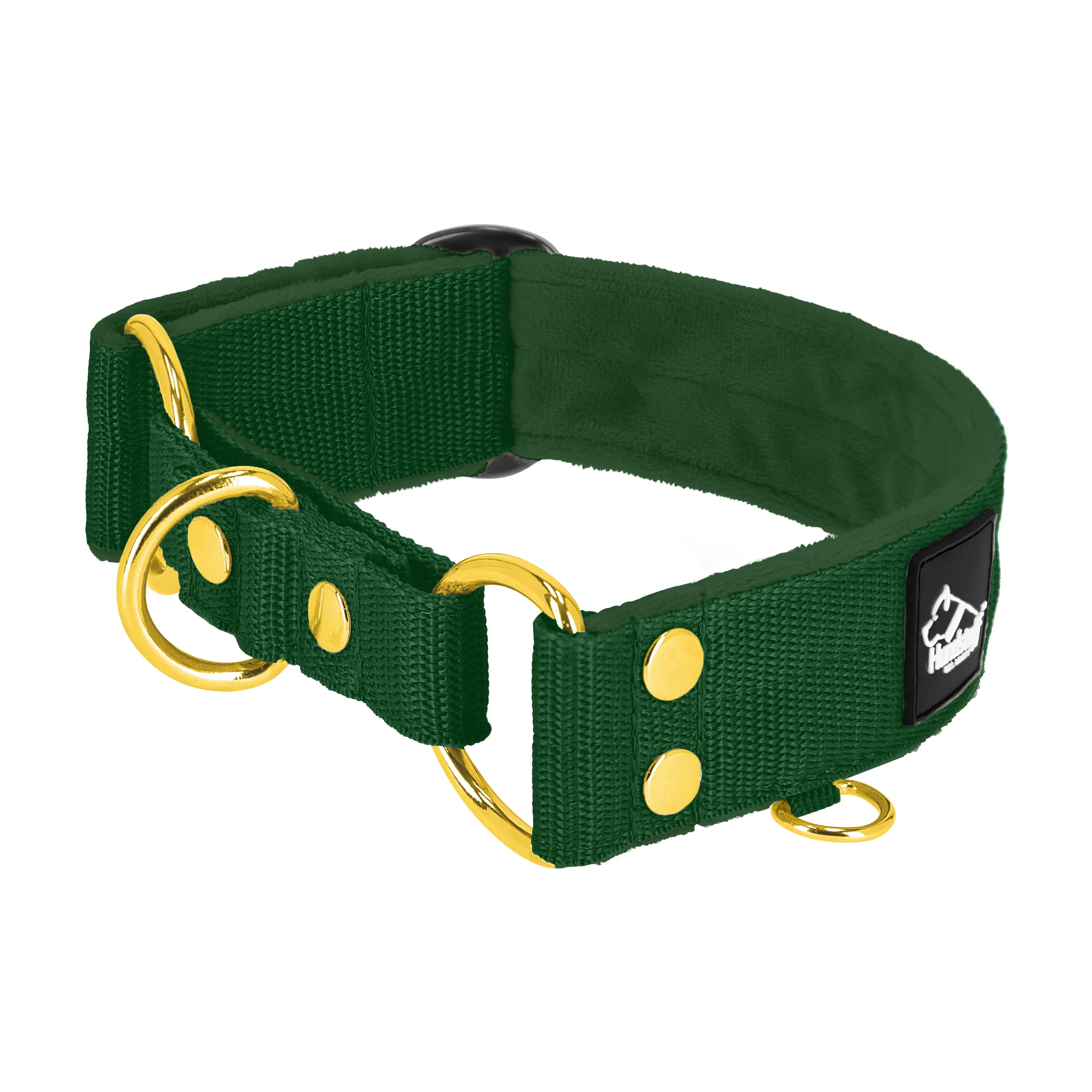 Martingale Golden Forest Green - Wide lined half choke collar