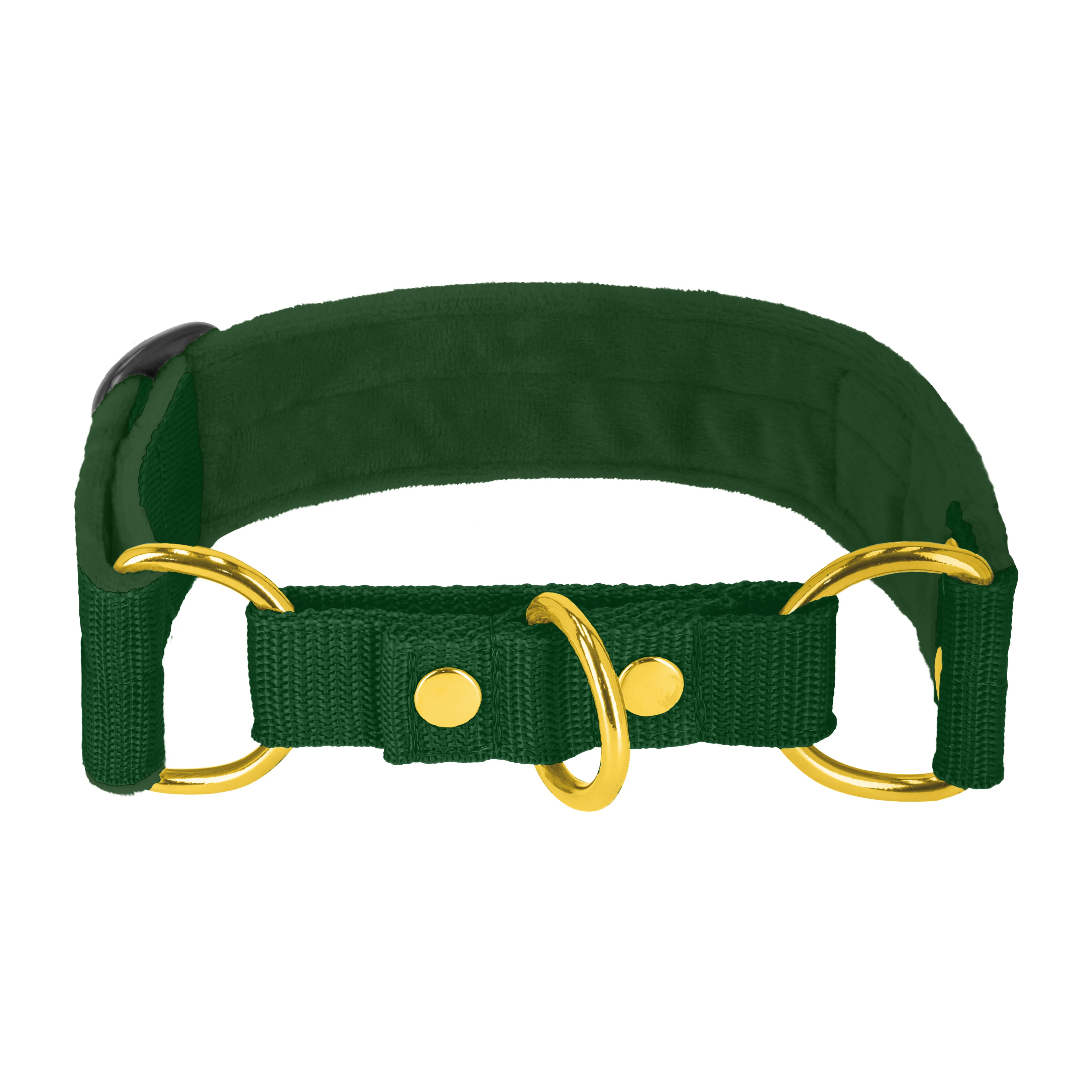 Martingale Golden Forest Green - Wide lined half choke collar