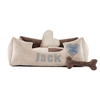 Platinum beige & brown - beige & brown dog bed with name