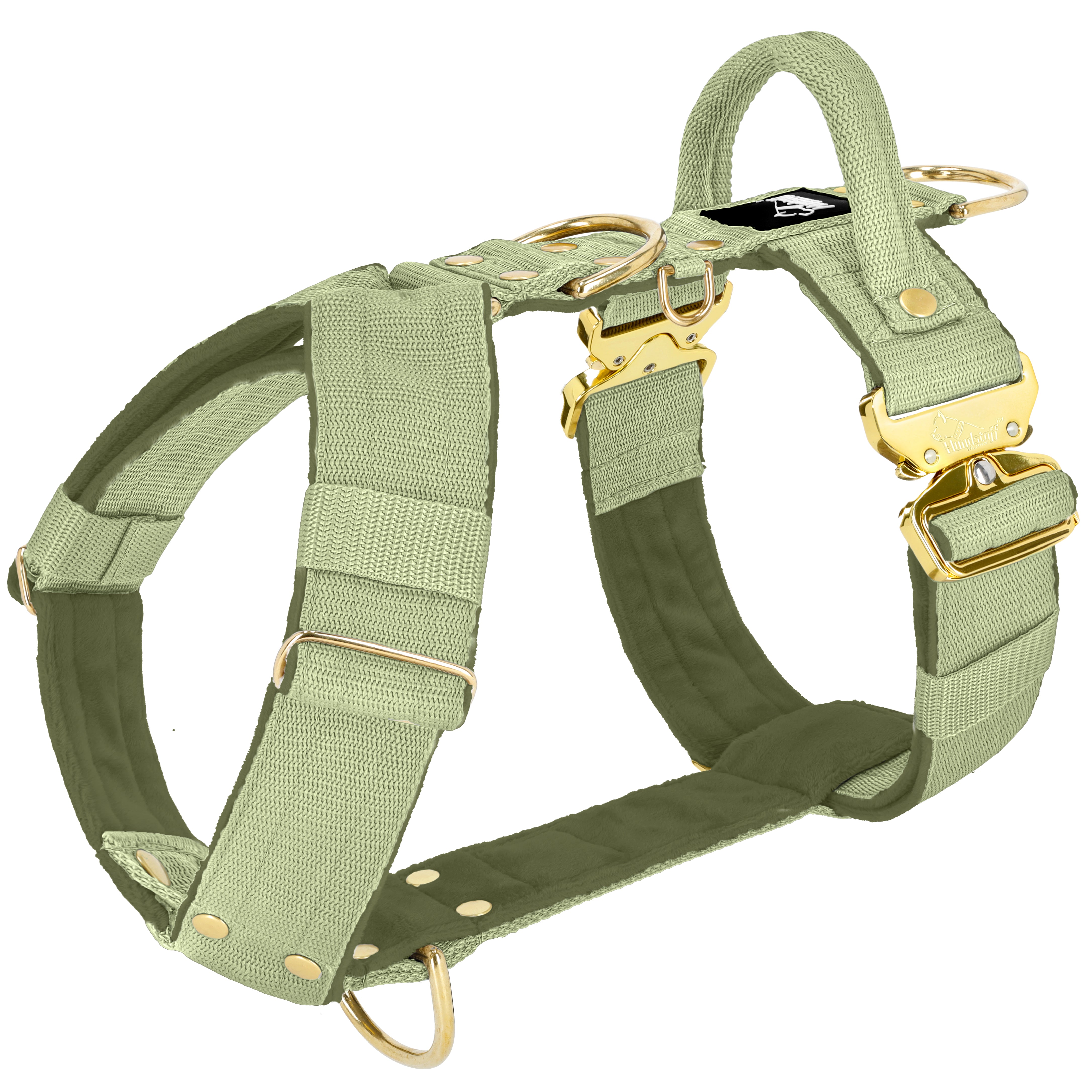 Easy Walk Extreme Gold Buckle Olive Green - Harness with quick release buckle