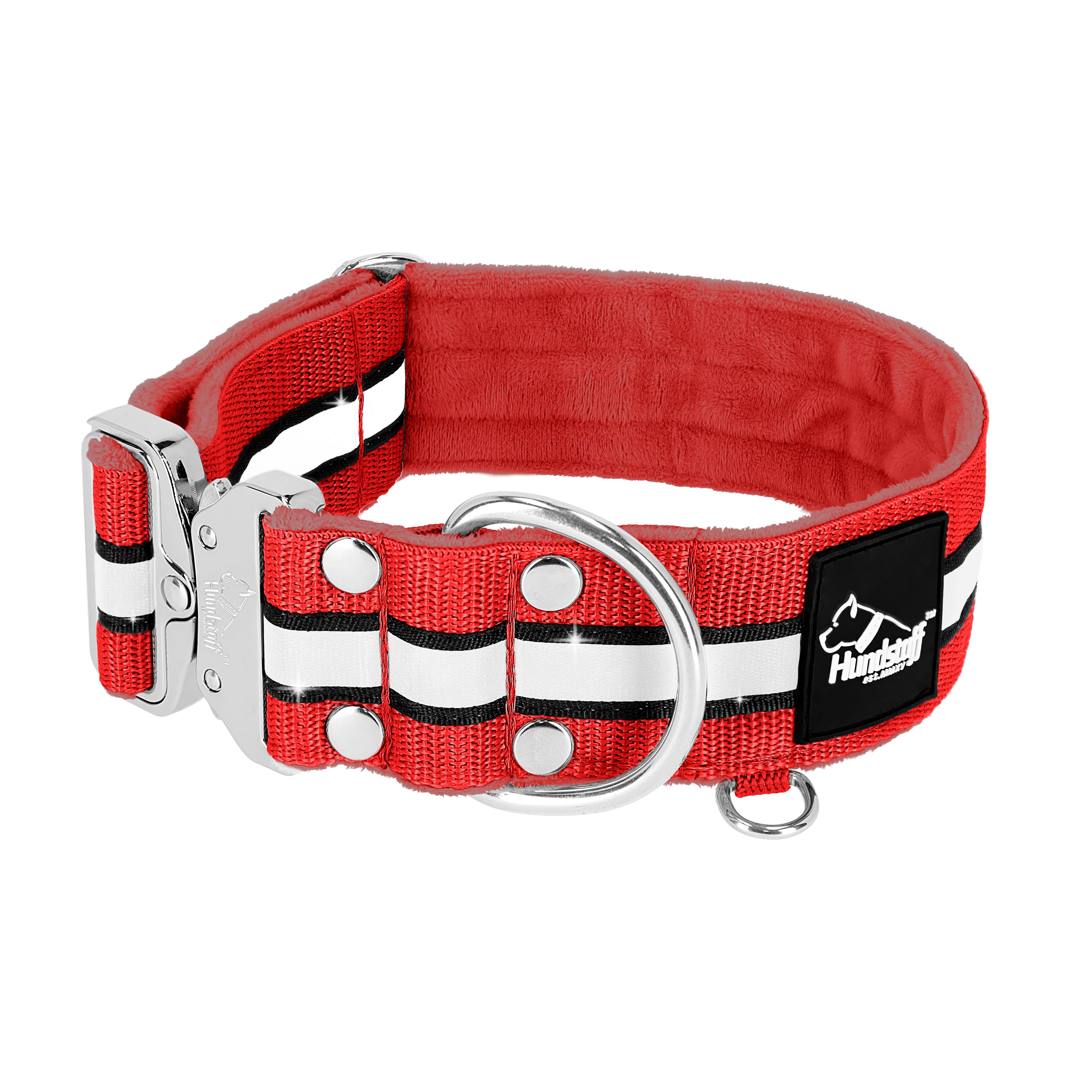 Extreme Silver Buckle Safe Red - Safe reflective collar