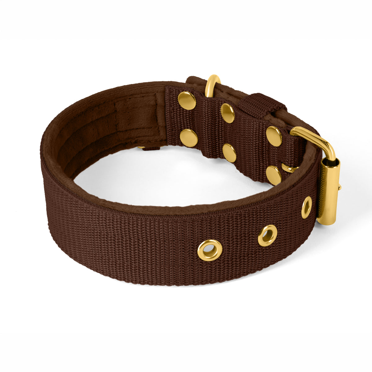 Active Golden Dark Brown - Wide durable necklace with buckle