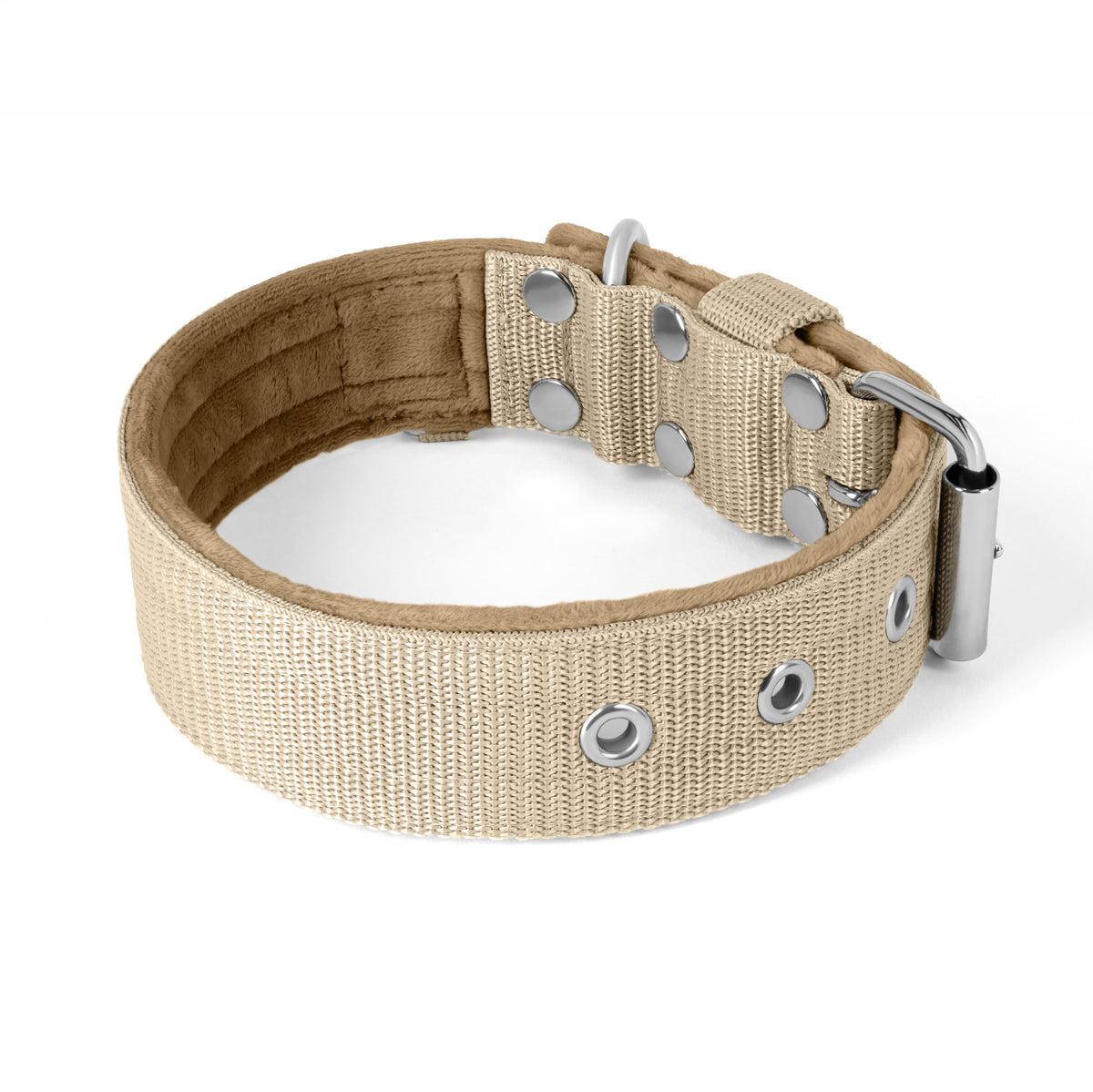 Active Beige - Brede duurzame halsketting met gesp van 4 cm, Maat 55 - Halsomtrek 39-47cm