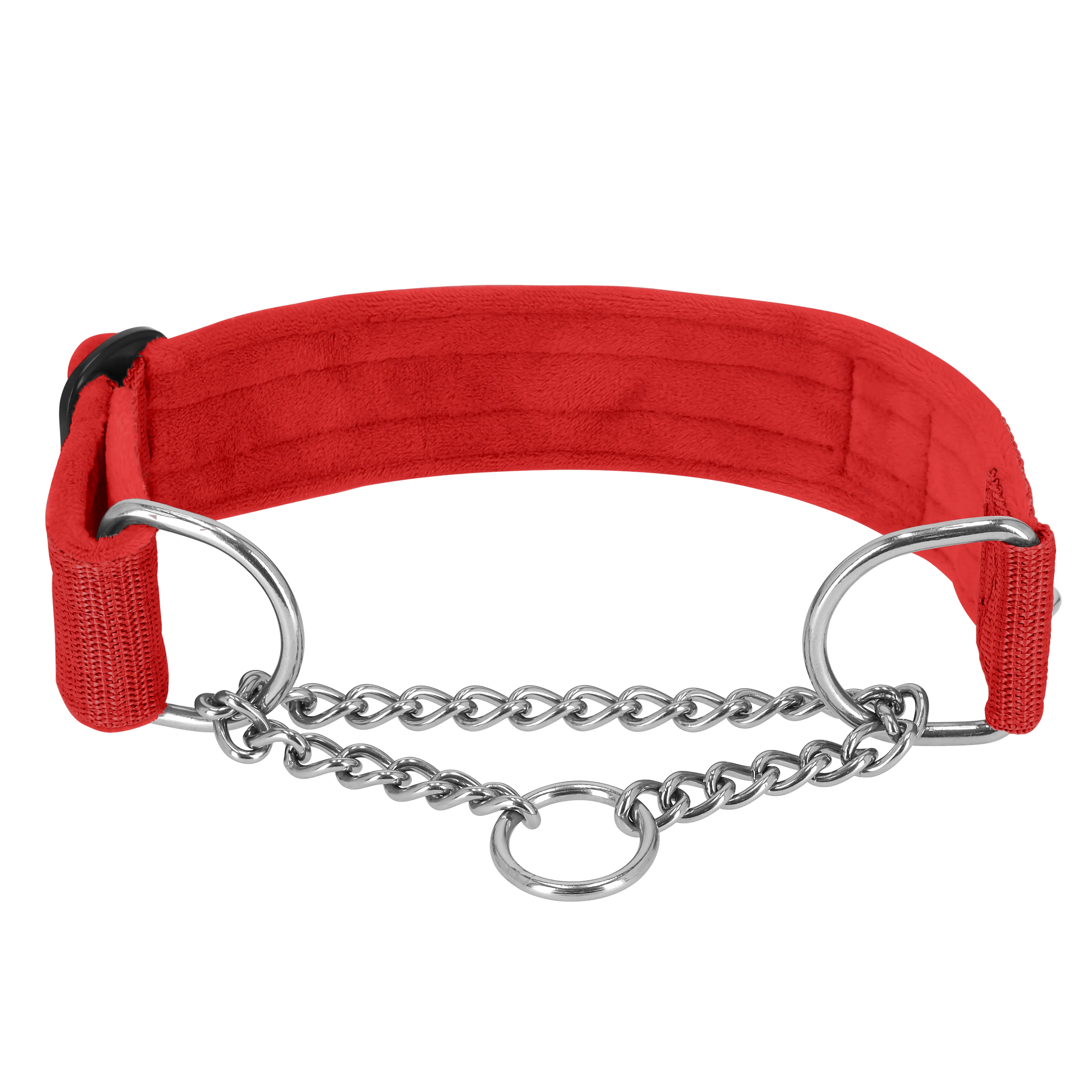 Martingale Chain Set Red – Half choke collar &amp; leash