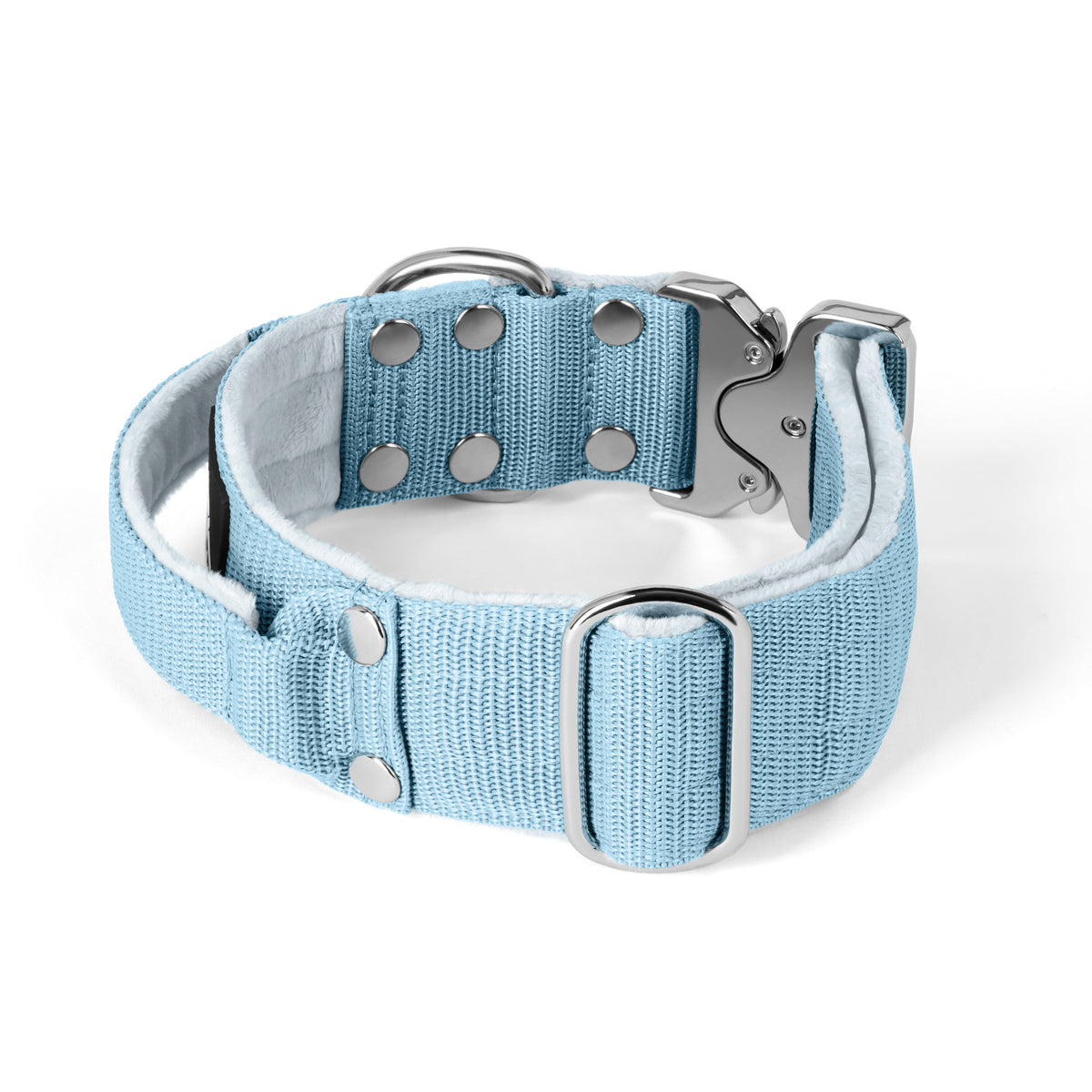 Extreme Silver Buckle Baby Blue - Collana robusta e sicura