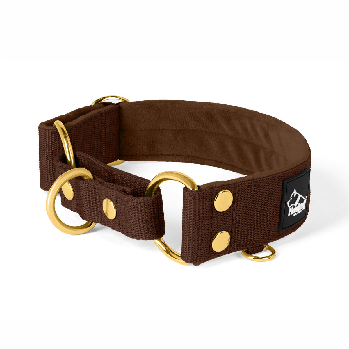 Martingale Golden Dark Brown - Wide lined collar half choke