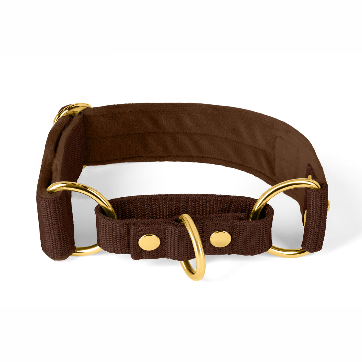 Martingale Golden Dark Brown - Wide lined collar half choke