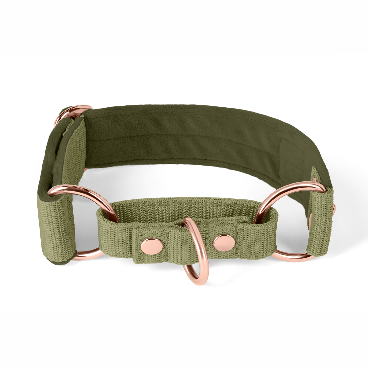 Martingale Rose Edition Olive Green - Wide lined half choke collar