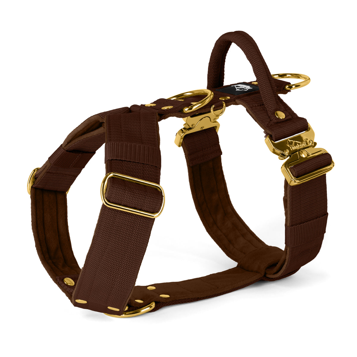 Easy Walk Extreme Gold Buckle Dark Brown - Harness with quick release buckle
