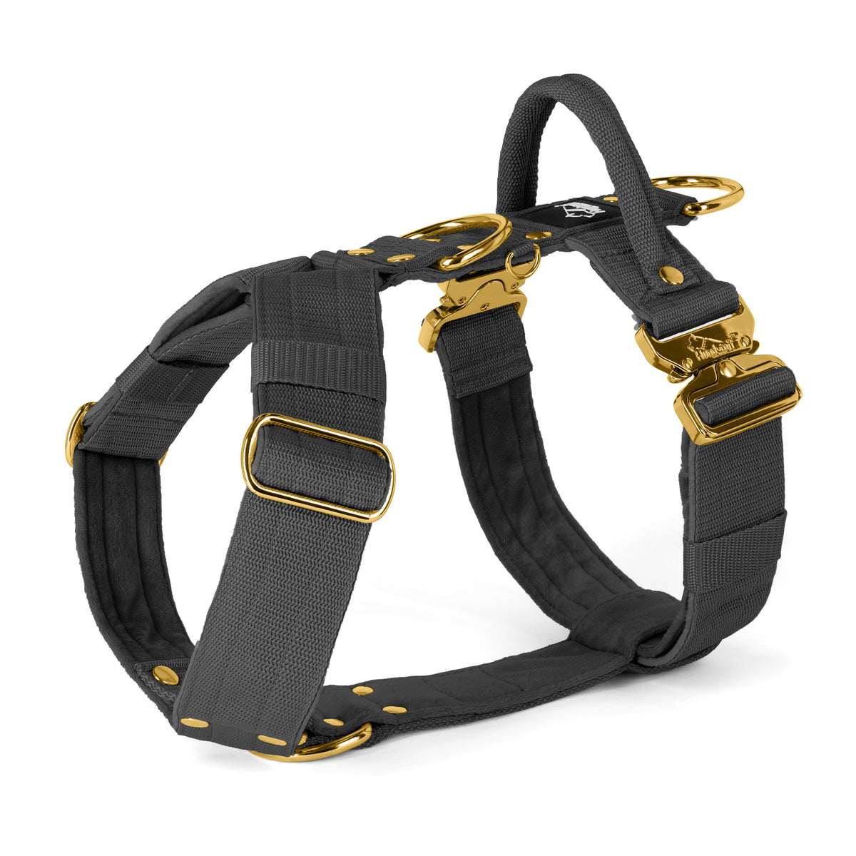 Easy Walk Extreme Gold Buckle Dark Gray - Harness with quick release buckle