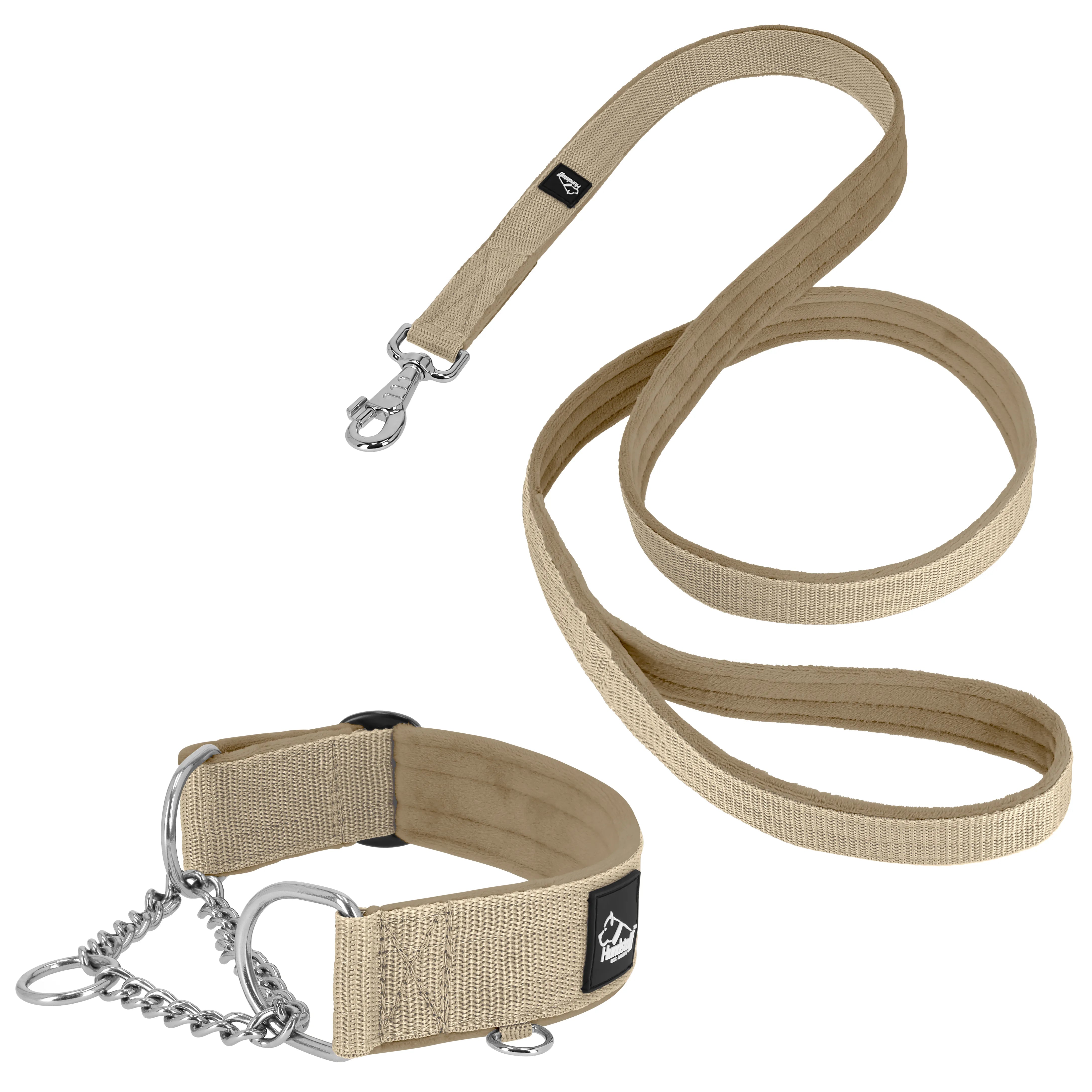 Martingale Chain Set Beige – Half choke necklace &amp; leash