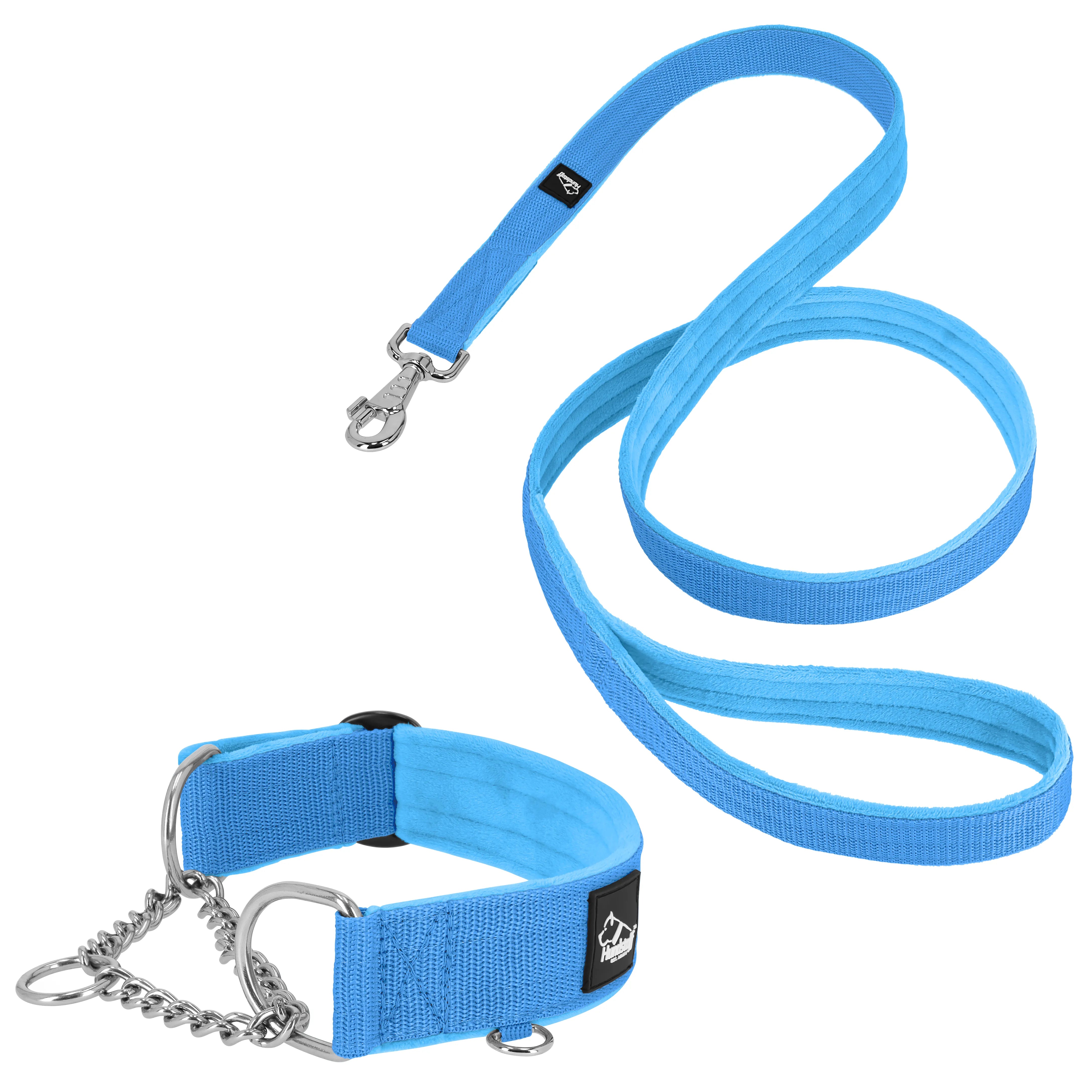 Martingale Chain Set Ocean Blue – Half choke necklace &amp; leash
