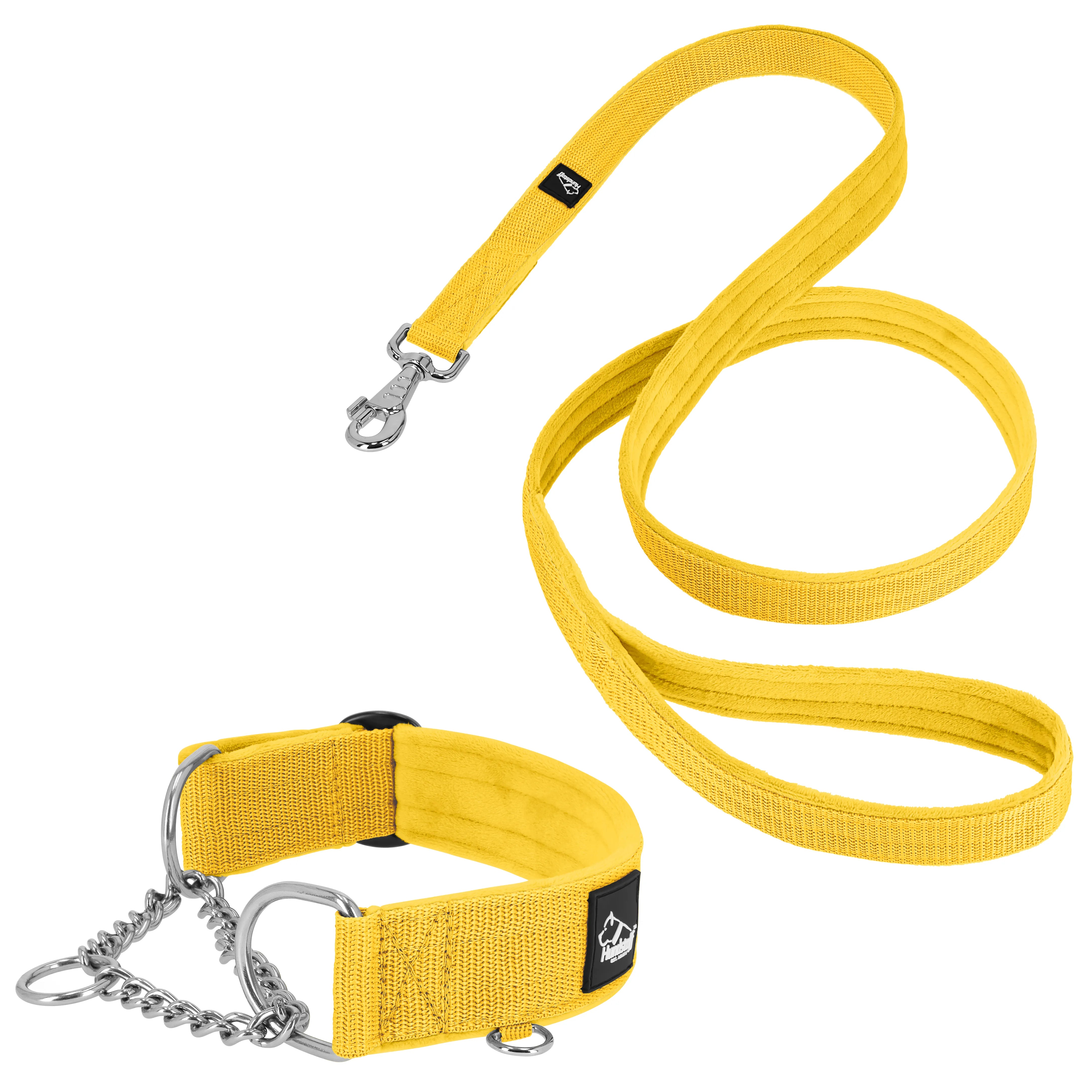 Martingale Chain Set Yellow – Half choke collar &amp; leash